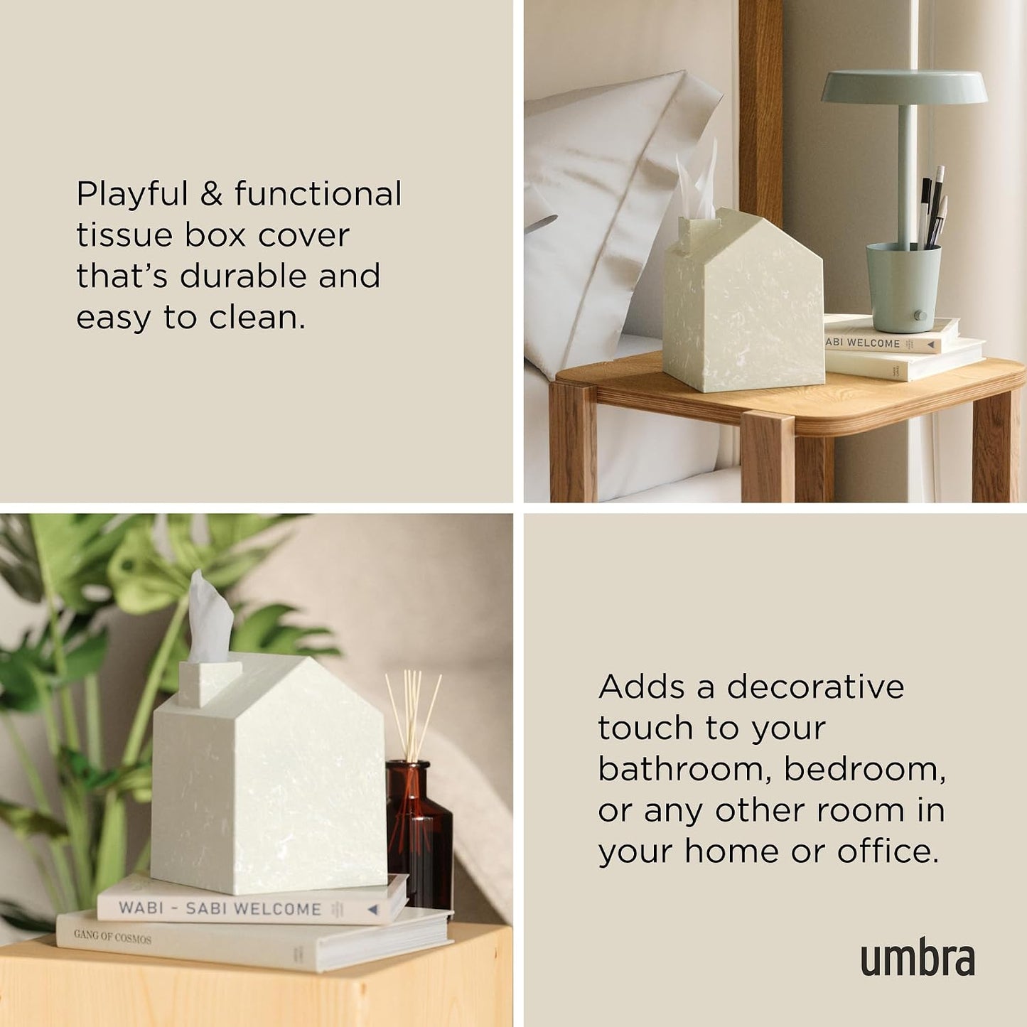 Casa Tissue Box Cover â€" Modern House-Shaped Tissue Box Holder for Standard Square Boutique Tissue