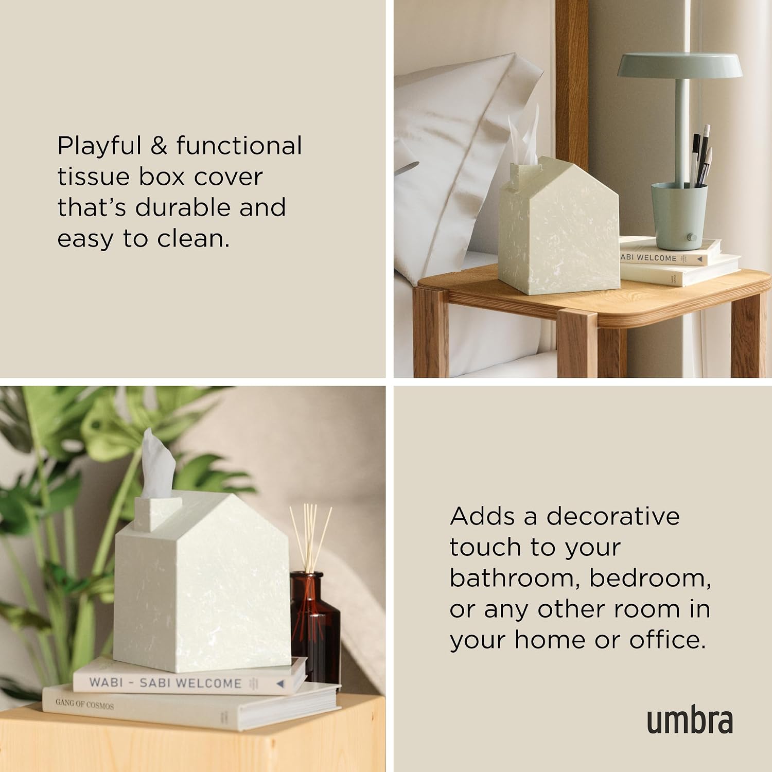 Casa Tissue Box Cover â€" Modern House-Shaped Tissue Box Holder for Standard Square Boutique Tissue