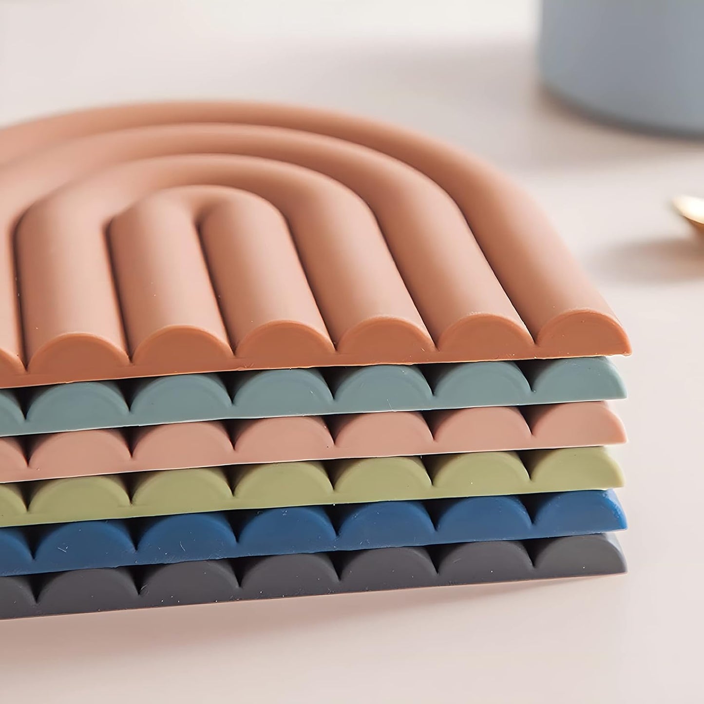 Pot Holders / Modern Heat Resistant Mats / Muted Green