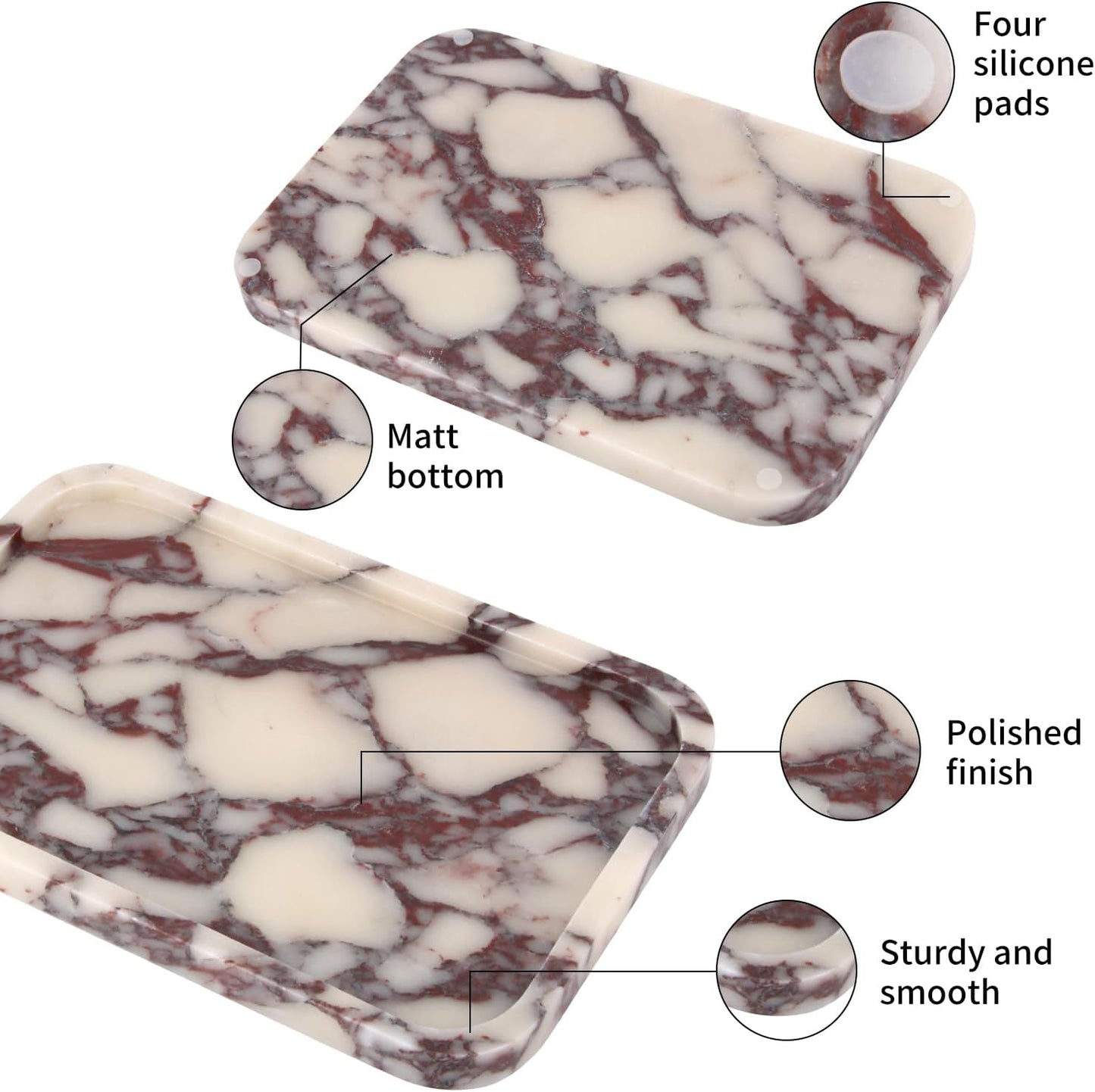 Marble Bathroom Vanity Tray / Calacatta Viola L / 8 x 0.7 x 12 / Natural