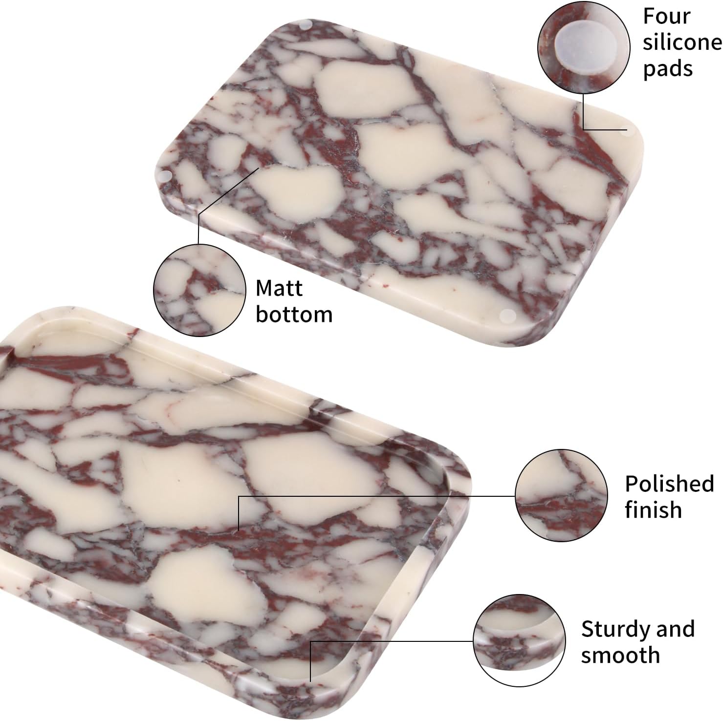 Marble Bathroom Vanity Tray / Calacatta Viola L / 8 x 0.7 x 12 / Natural