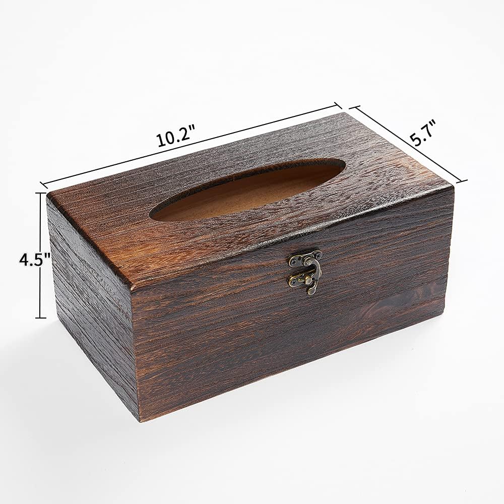 Rectangular Tissue Box Cover Decorative Wood Facial Tissue Holder