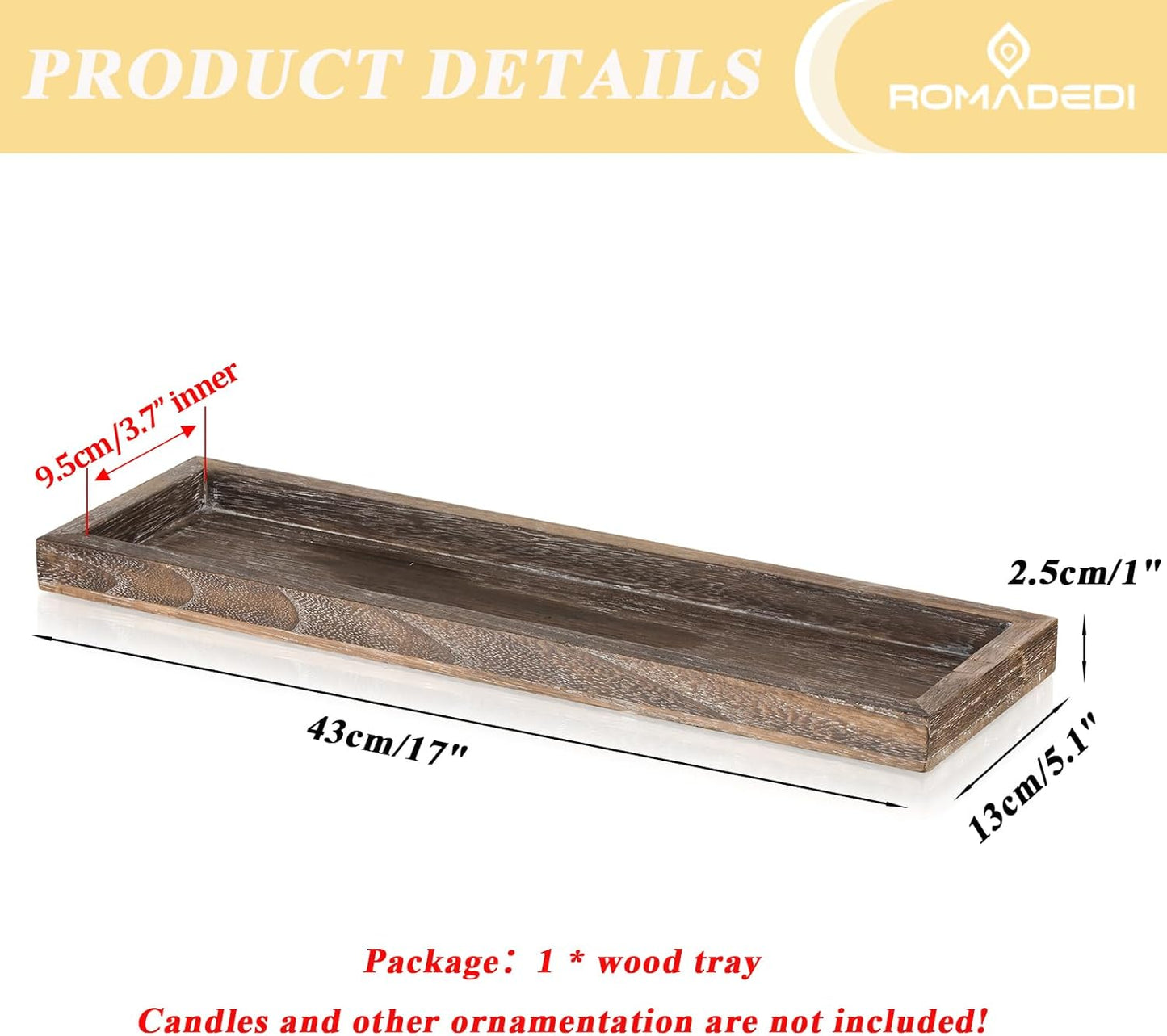 Farmhouse Small Trays / Brown / 17 Inch
