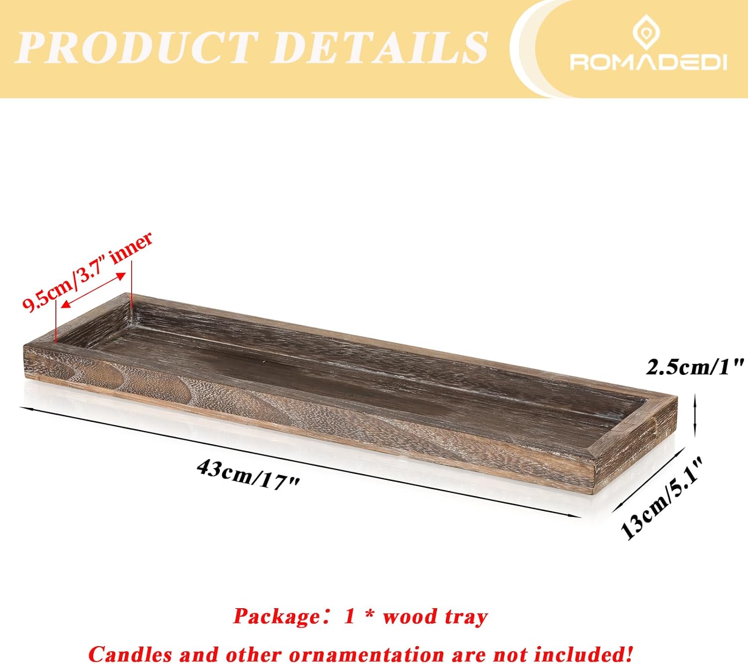 Farmhouse Small Trays / Brown / 17 Inch