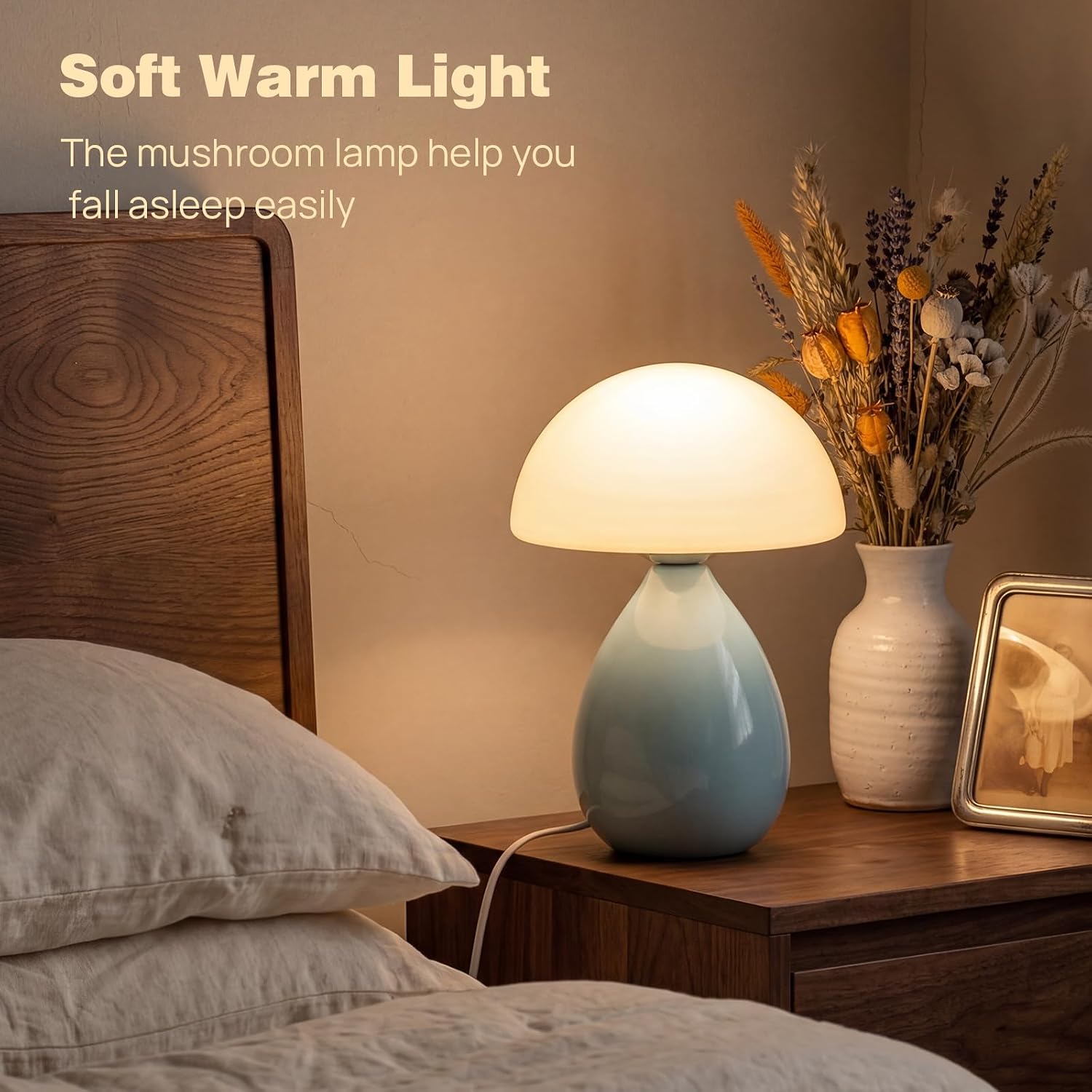 Small Lamp / Mushroom Table Lamp / Blue
