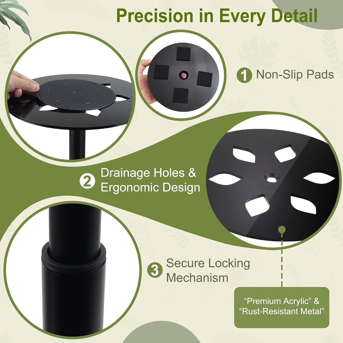 Adjustable Plant Risers for Inside Pots, 10-17 Inch Lift Height | Round Planter Insert for Tall Pots, 2 Stands, 2 x 8"