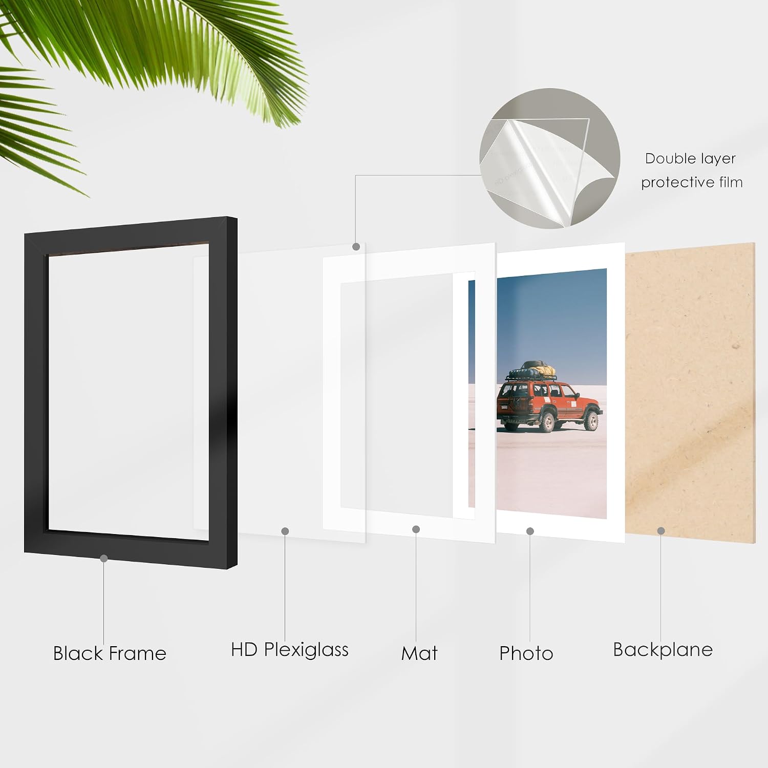 12x12 Picture Frame Sef of 10, for Wall Gallery Decor, Black | Display Pictures 8x8 with Mat or 12 x 12 Without Mat