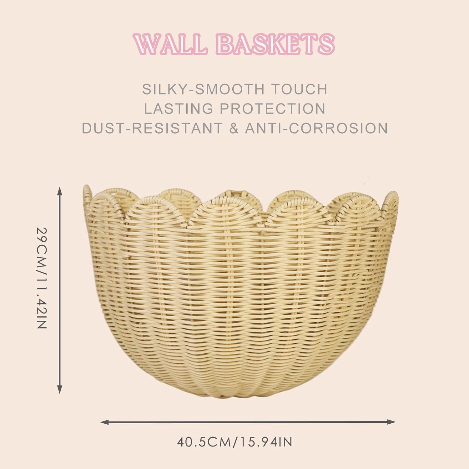 in.Hand-woven by of intangible cultural Rattan Hanging Basket Woven / 15.7 x 10 x 8 / Set of 2