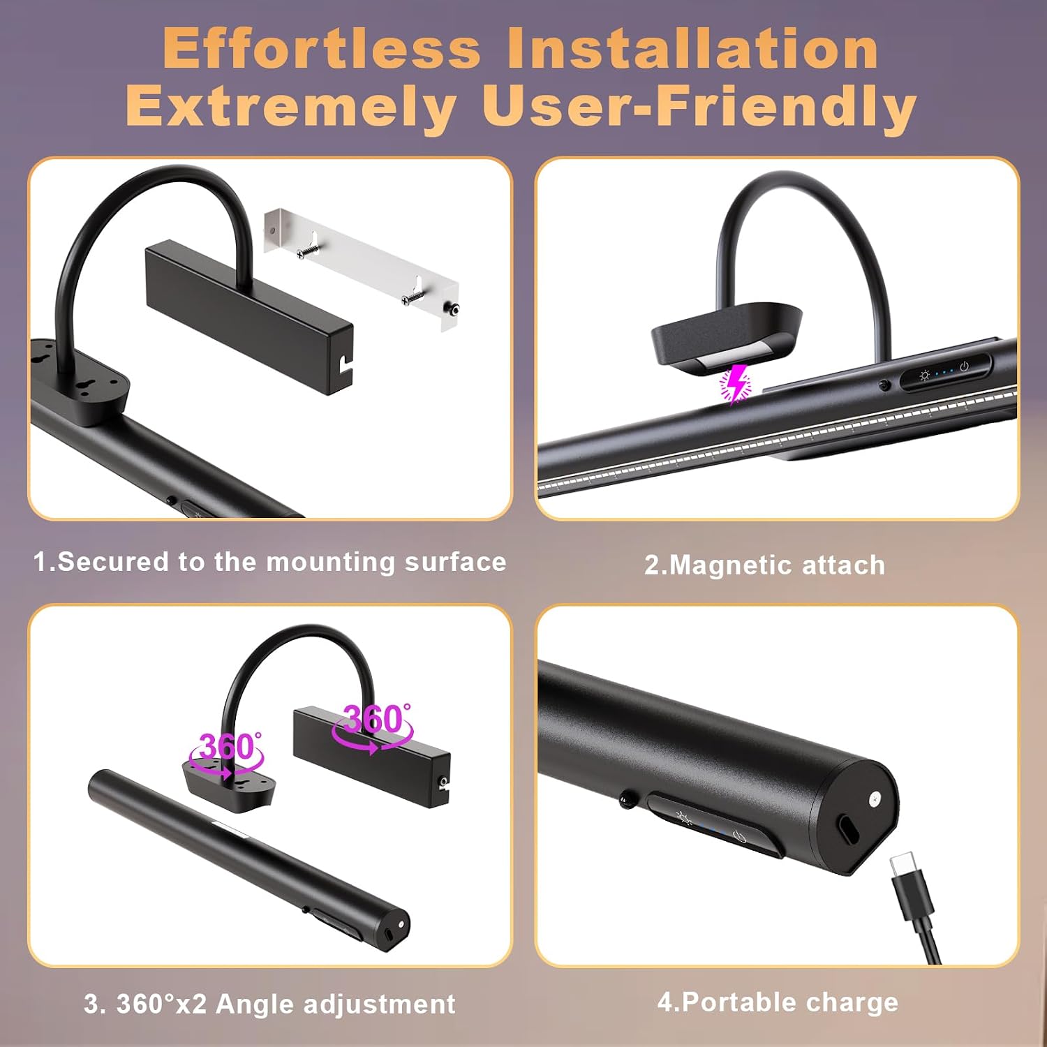 Dimmable Cordless Picture Light with Controller and Timer, Rechargeable Battery Wall Sconce for Wall Pictures, Gallery