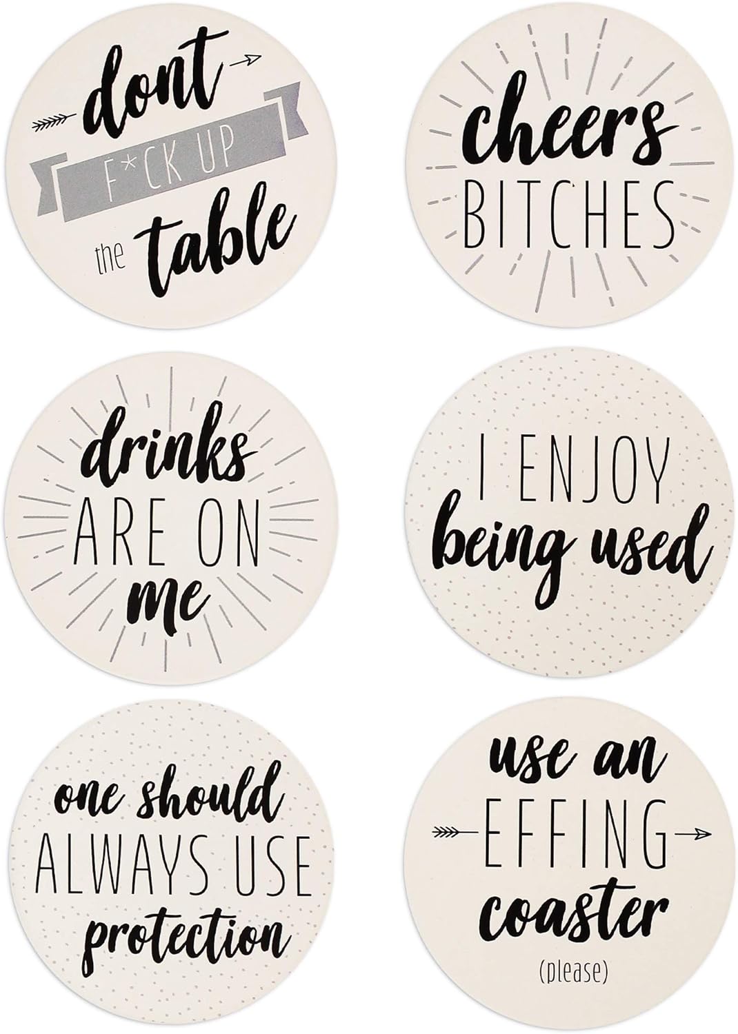 Bar Room Decor / 4" Diameter, Round / Set of 6