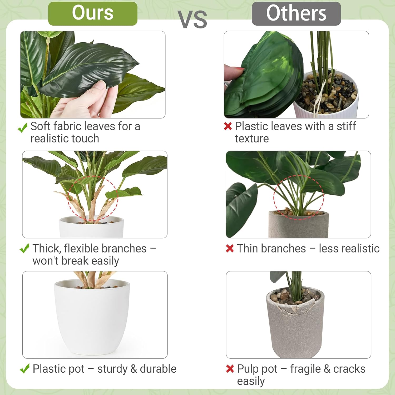11" Potted Artificial Plants / Green / Set of 2