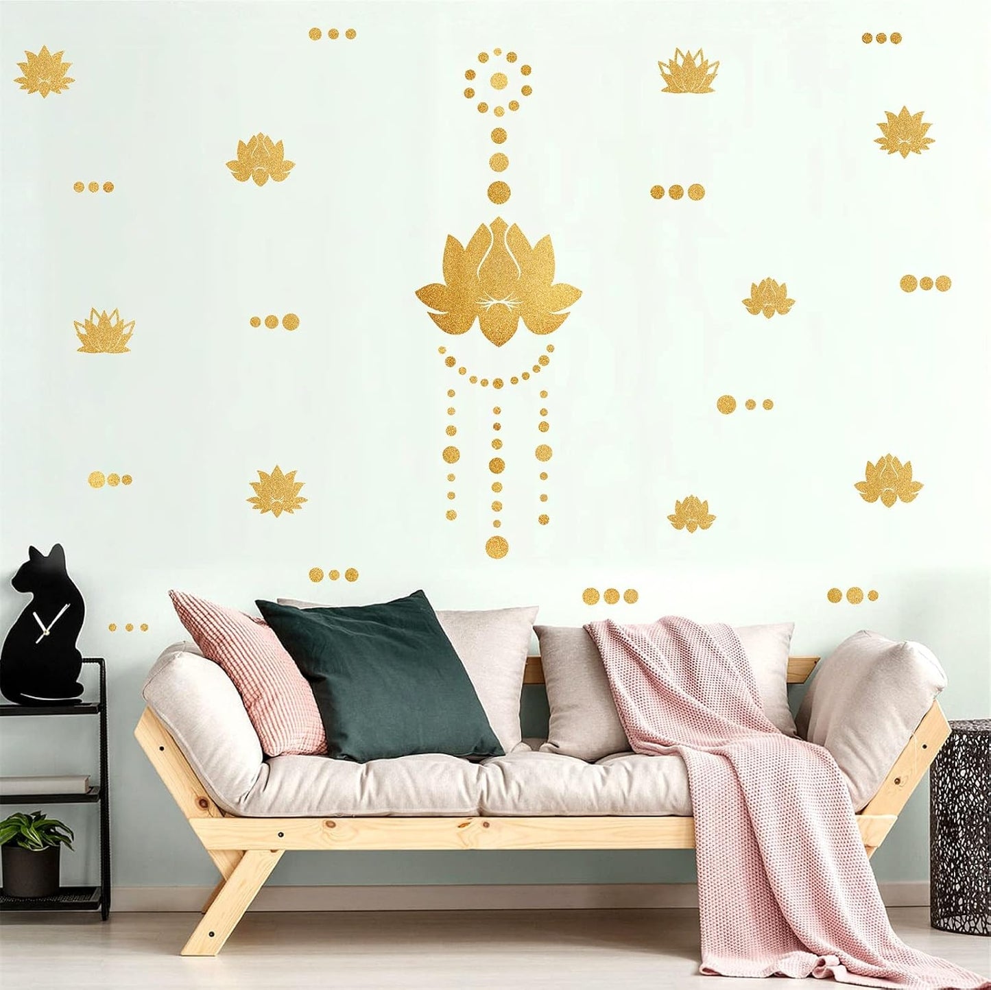 Lotus Flower Wall Decal Gold Wall Stickers Modern Lotus Sticker Yoga Wall / Gold Lotus Flowers