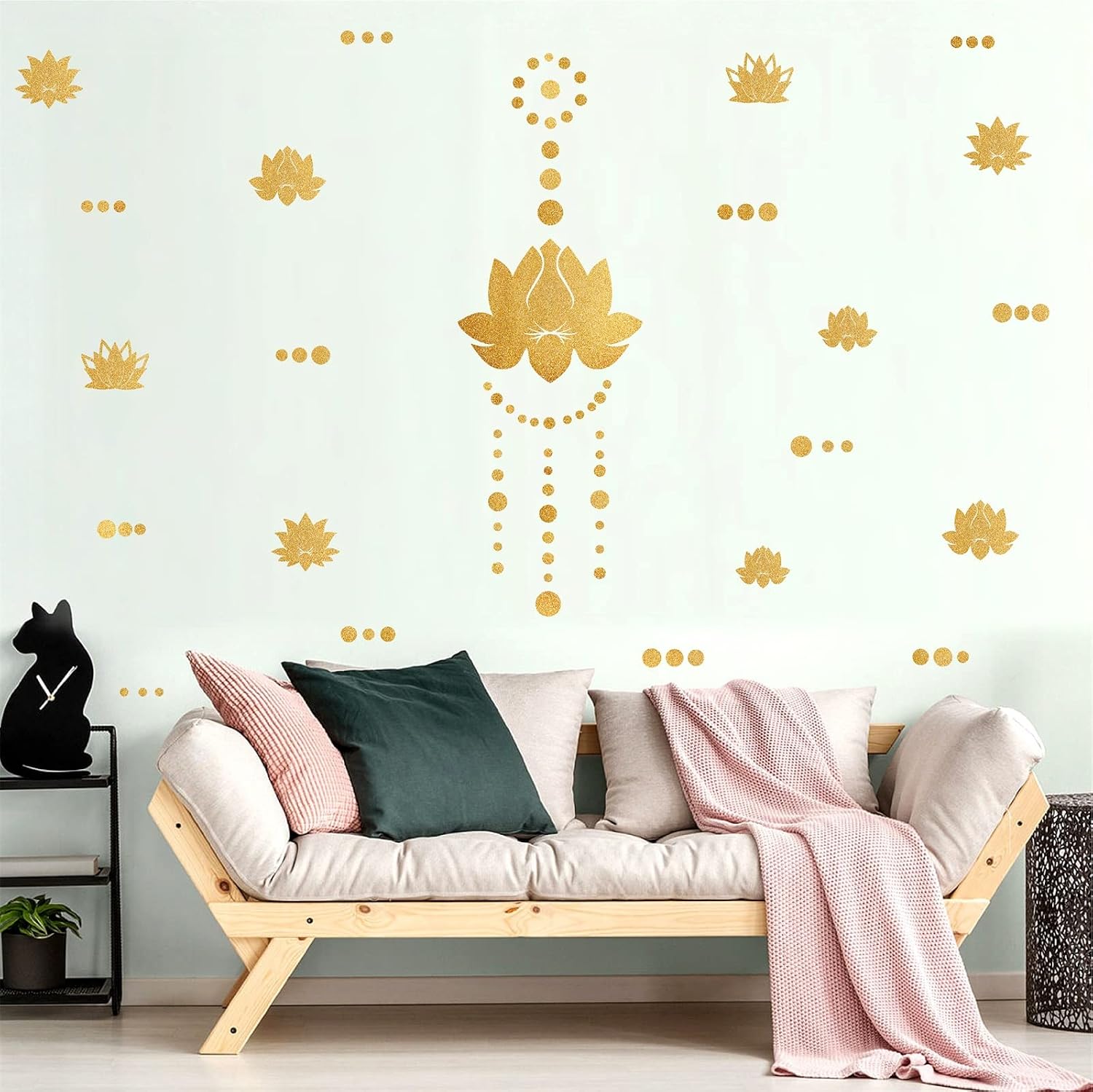 Lotus Flower Wall Decal Gold Wall Stickers Modern Lotus Sticker Yoga Wall / Gold Lotus Flowers