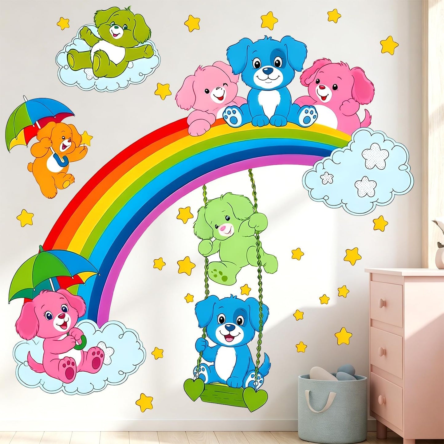 Cheerful cartoon bear wall decal