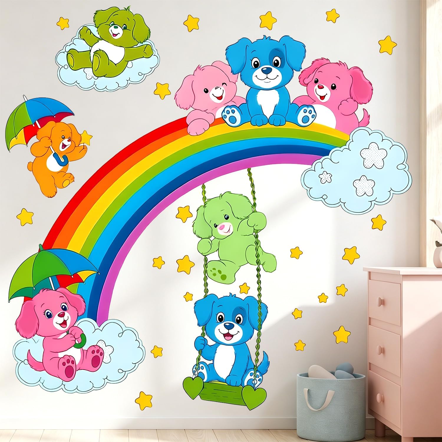 Cheerful cartoon bear wall decal
