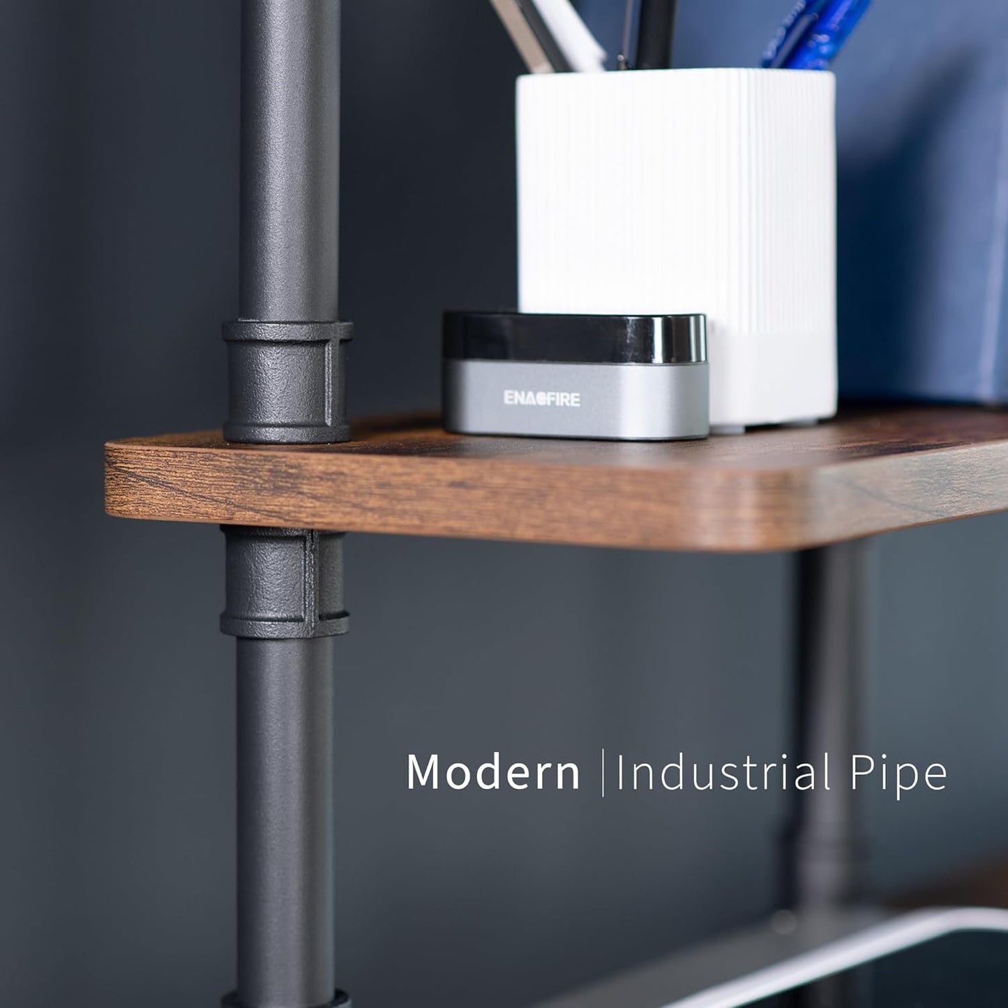 VIVO Clamp-on Premium 16 inch Industrial Pipe 2-Tier Tabletop Shelving, Heavy Duty Desk Extension Organizer, Modern