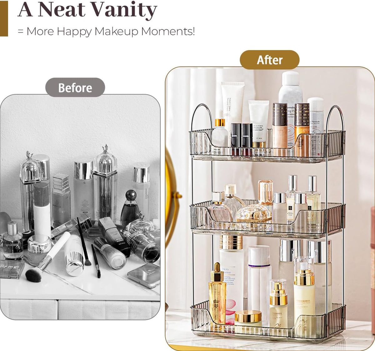 Aveniee Bathroom Counter Organizer, 3 Tier Perfume Skin Care Countertop Storage Shelf, Vanity Makeup Tray for Cosmetic