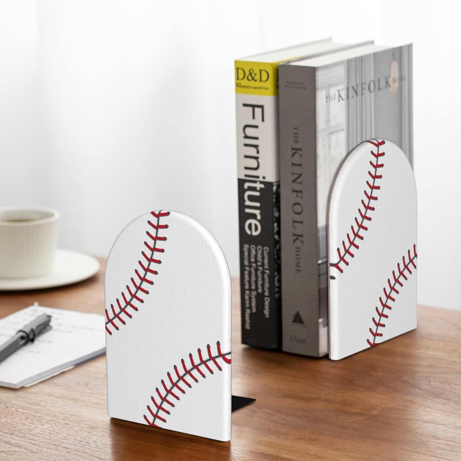 Baseball Wood Bookends Stands Decorative Non-Slip Book Organizers / Sbl-001