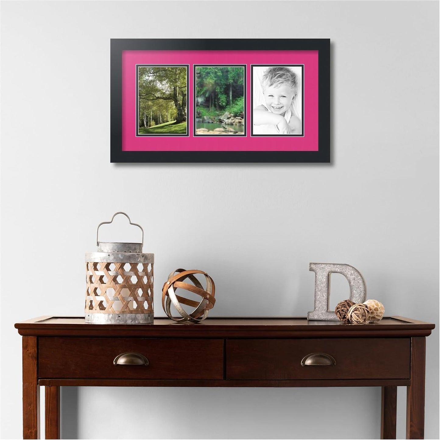 ArtToFrames Collage Picture Frame 3 Opening 3-5x7 Photo Frame | Made in USA | Black Frame Tulip and Black Mats | Wall