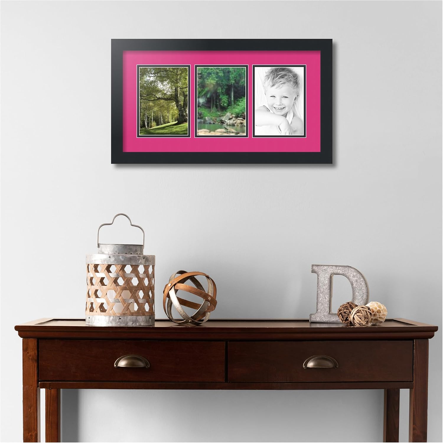 ArtToFrames Collage Picture Frame 3 Opening 3-5x7 Photo Frame | Made in USA | Black Frame Tulip and Black Mats | Wall