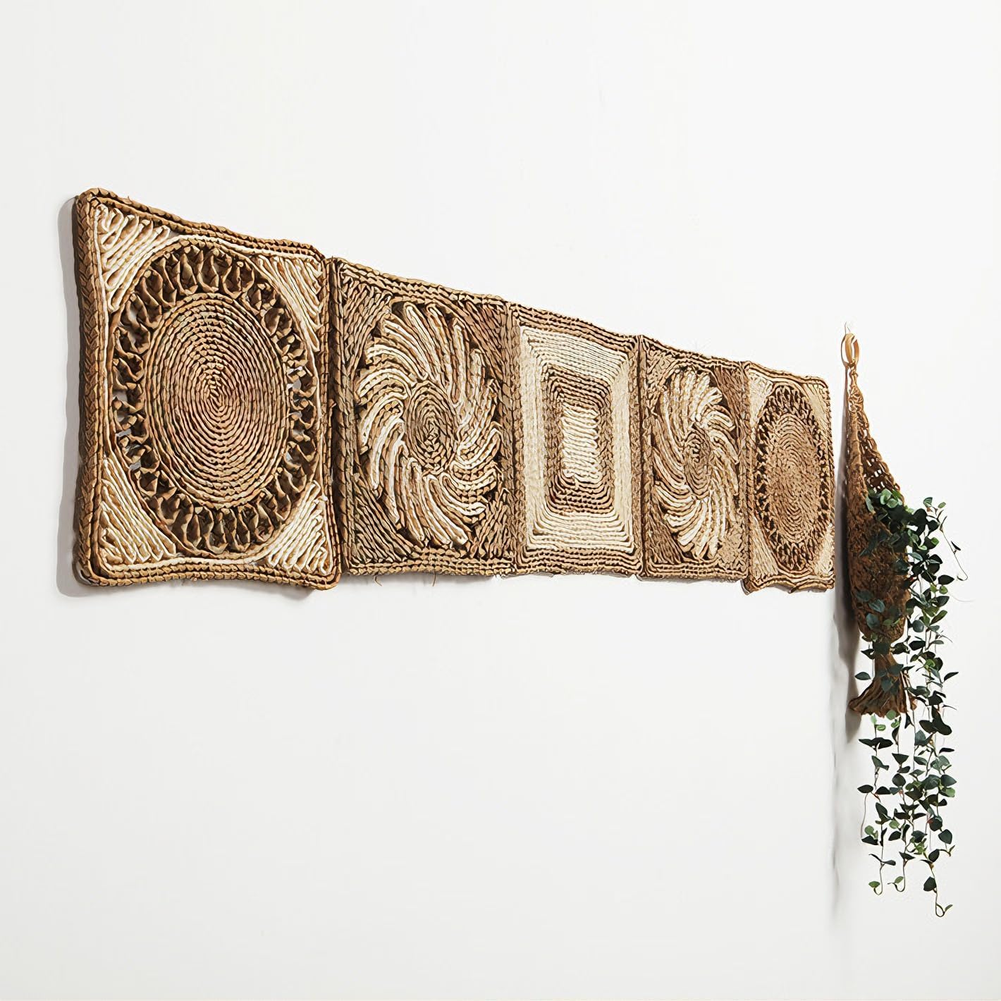 Hand Woven Wall Basket Cotton Rope Storage Organizer / 22 x 5