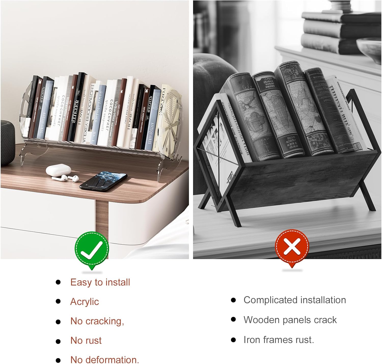 Desktop Bookshelf Rack Acrylic Storage Organizer