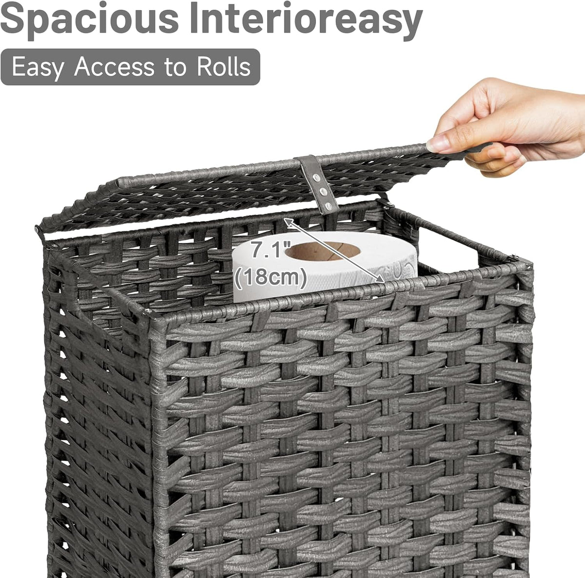 Hiagnete Toilet Paper Storage Basket with Lid and Wheels, Rattan Toilet Paper Holder Storage, Toilet Paper Organizer
