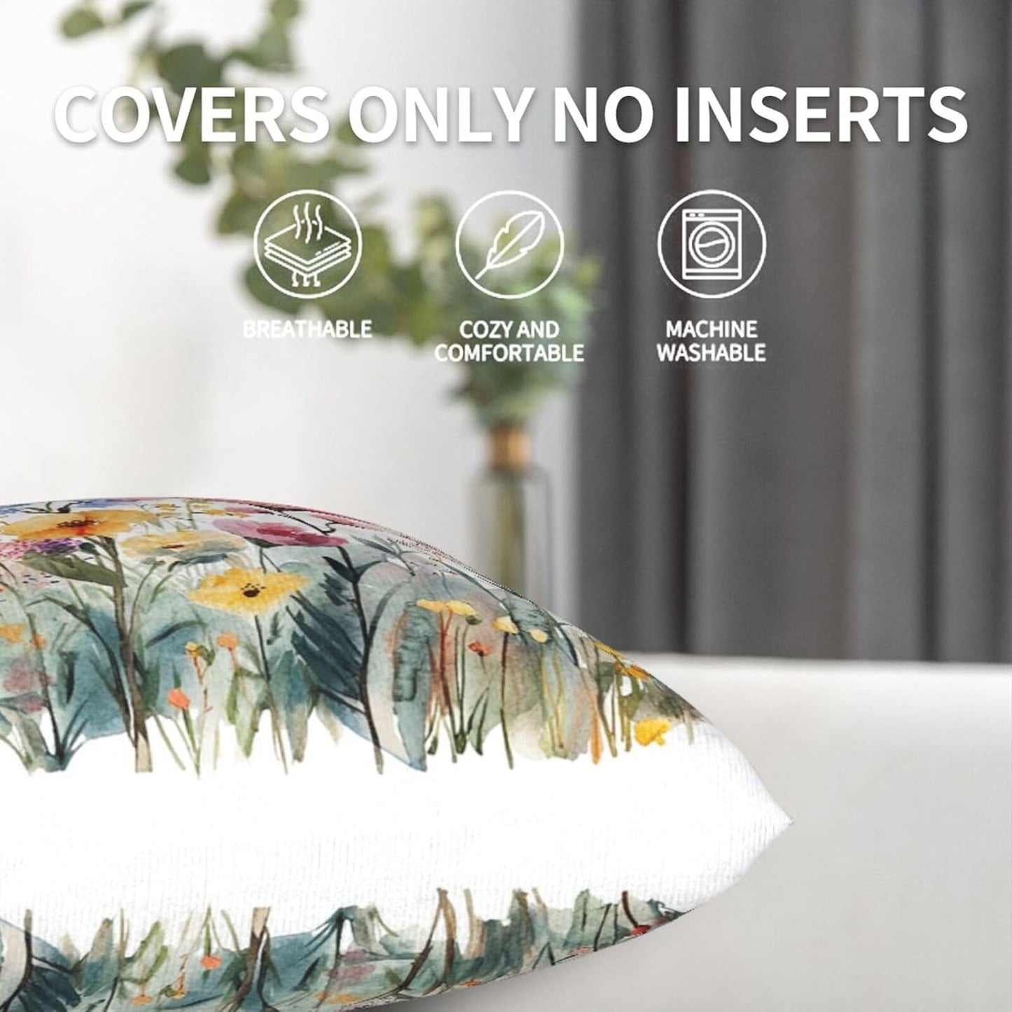 Throw Pillow Covers Pillow Cases Decoration Cushion Cover / Flowers Butterfly / 18 x 18 / Set of 2