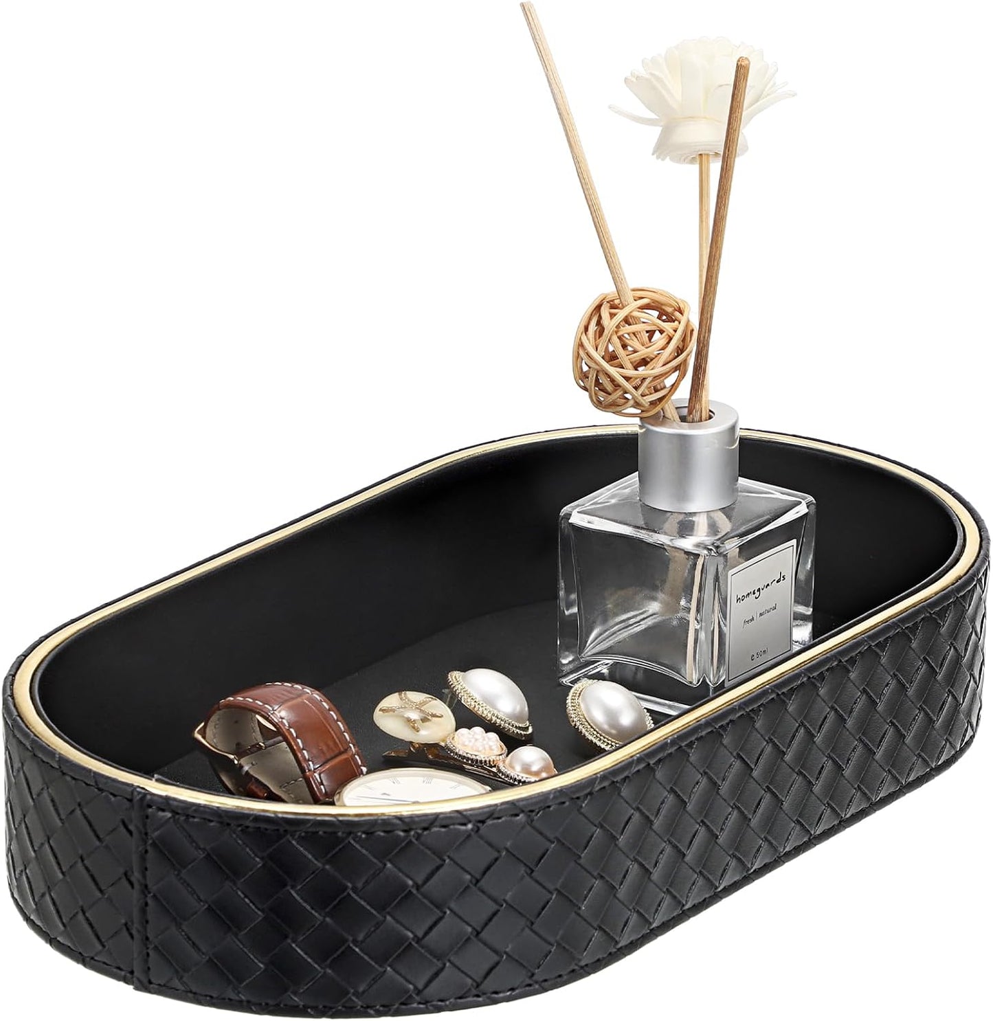 Modern Nightstand Bedside Storage Tray / 11 x 5.9 x 2 / Black