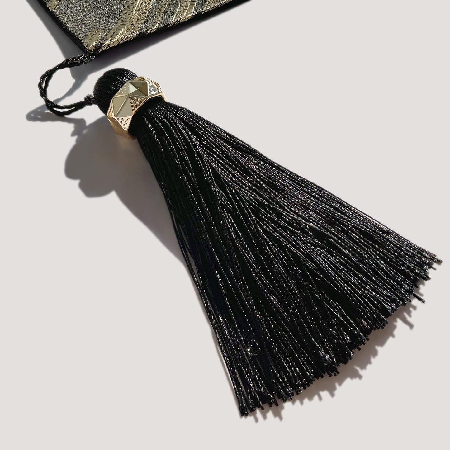 Elegant Black Table Runner,13"x120", Modern Abstract Geometric, Tassels | Table Runners 120 Inches Long, Luxury