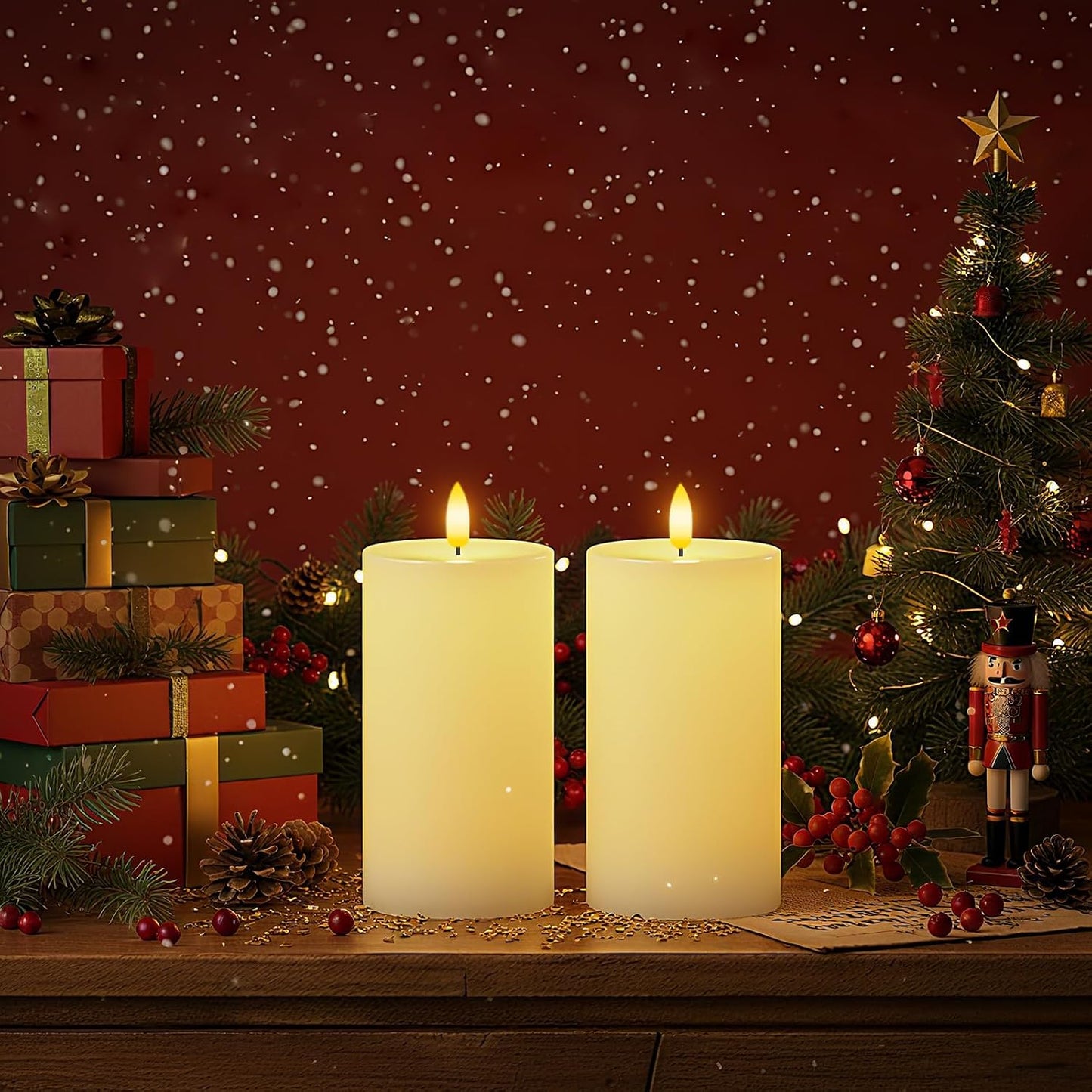 Homemory 3x6 White Flameless Candles Battery Operated with Remote Timer | Real Wax LED Pillar Candles with 3D Wick