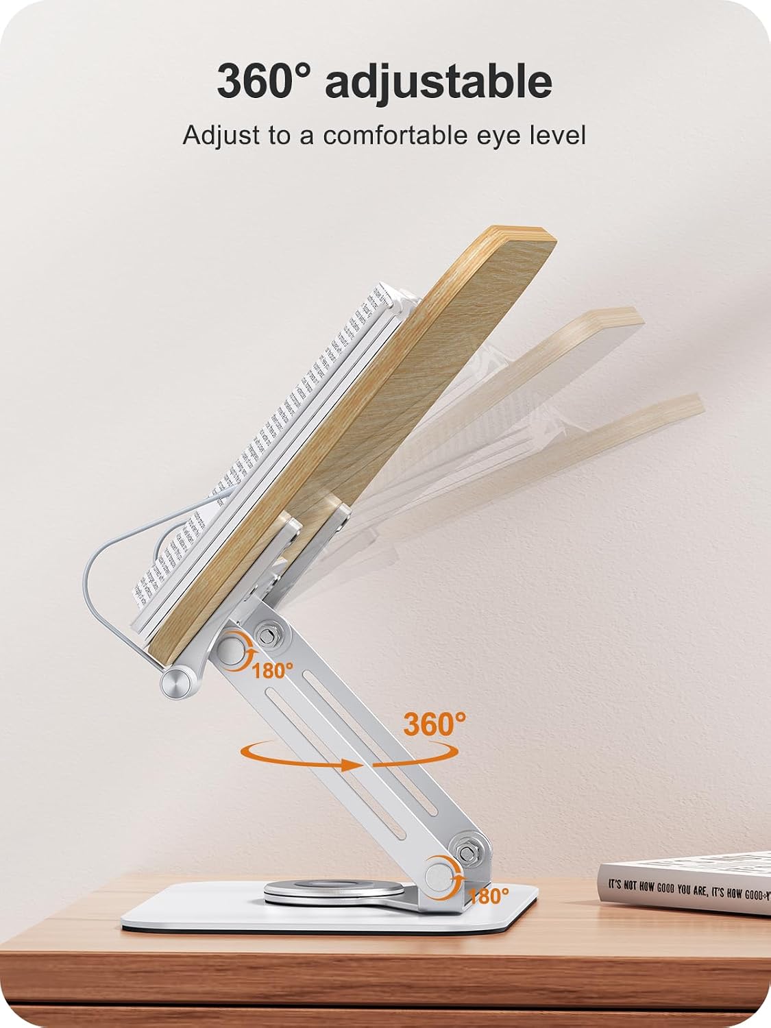 MOKURU Book Stand for Reading, 360° Adjustable Book Holder, Foldable Book Holder Stand, Cookbook Stand, Textbook Stand