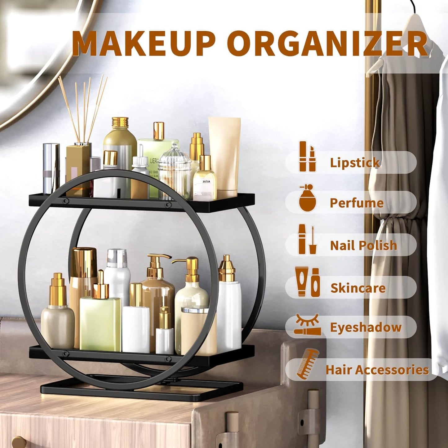 Bathroom Counter Organizer / Black, Circular