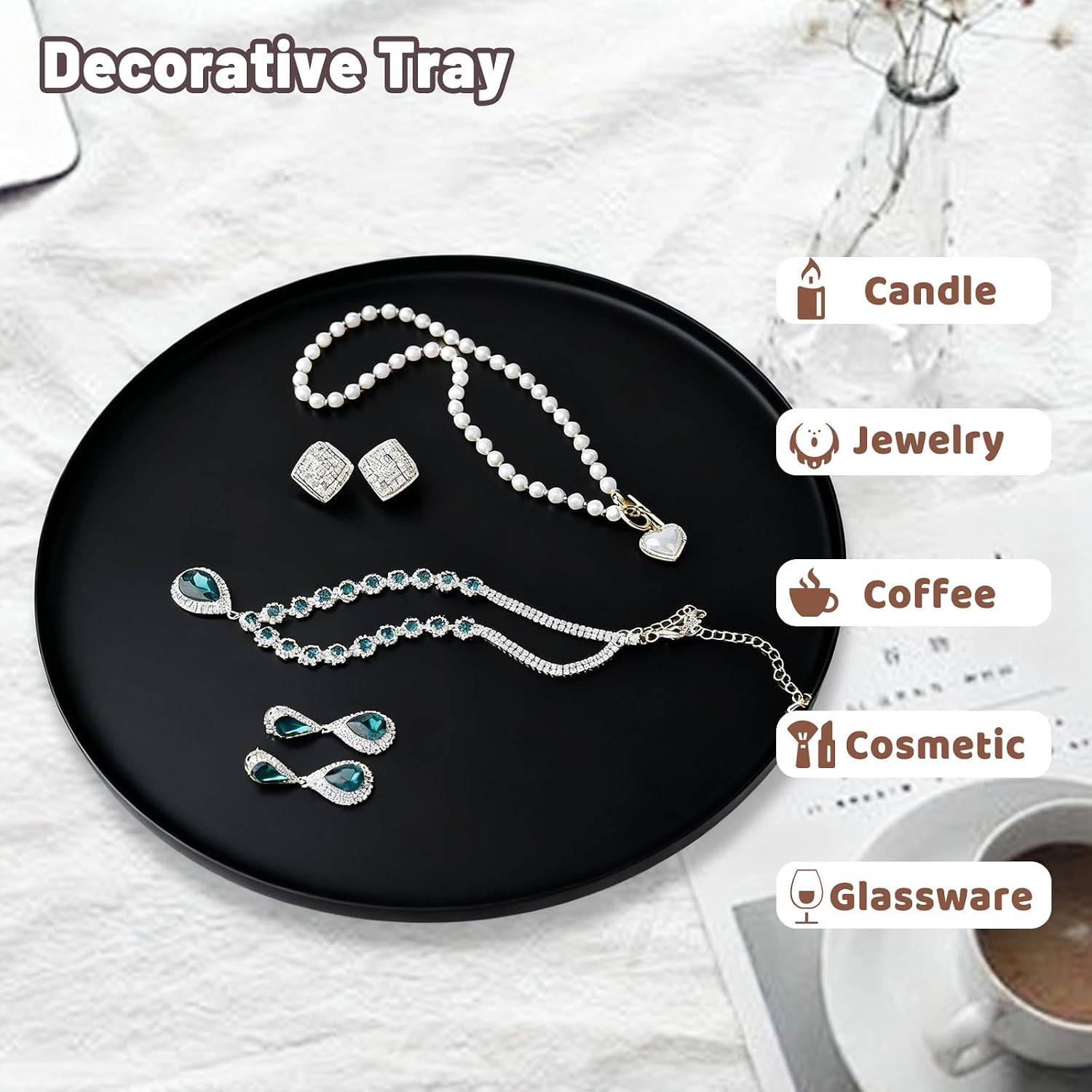 Tray Round Serving Platter / Black / 12 x 0.4