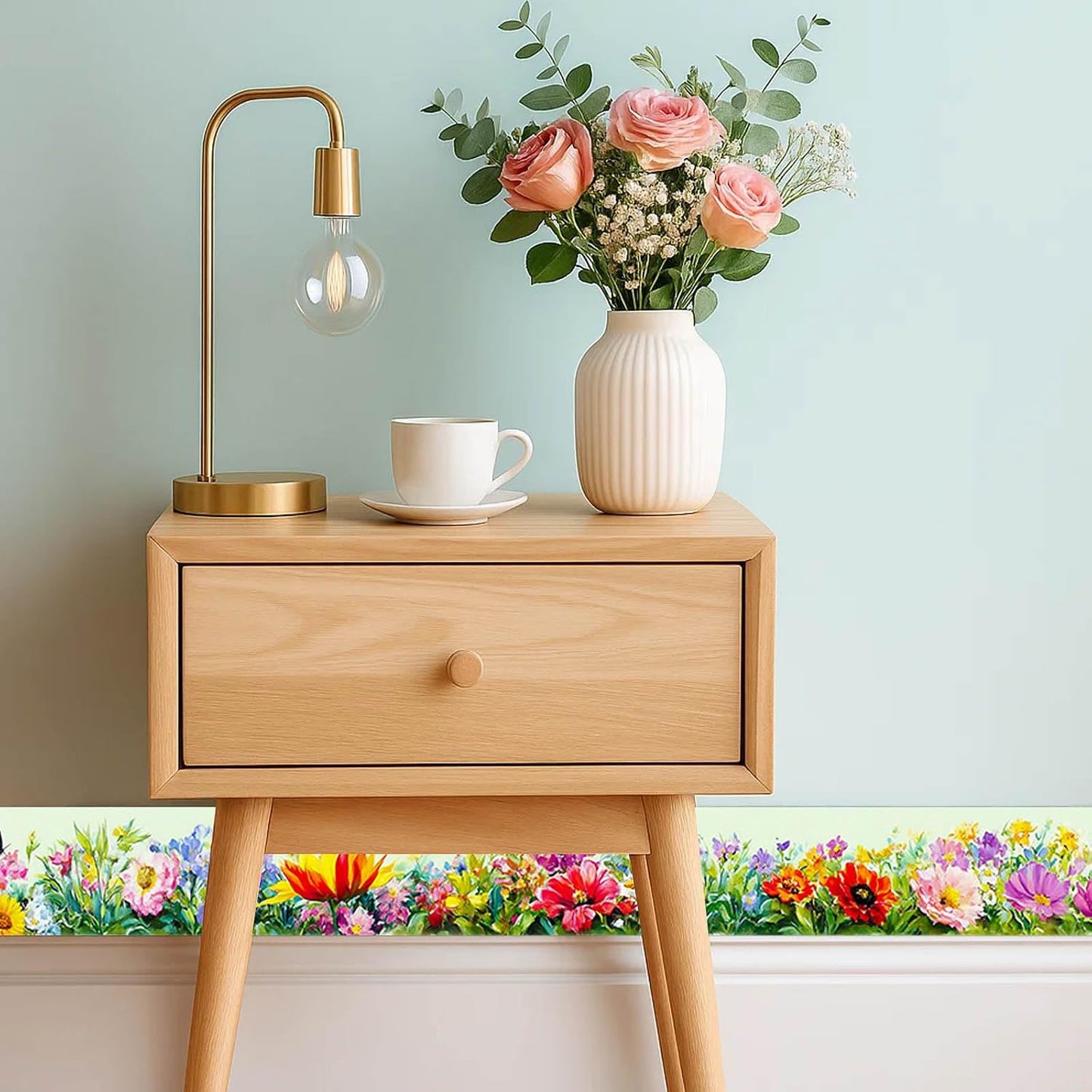 Wallpaper Border Peel and Stick Decorative Wall Trim Self Adhesive / Spring Wildflower Garden