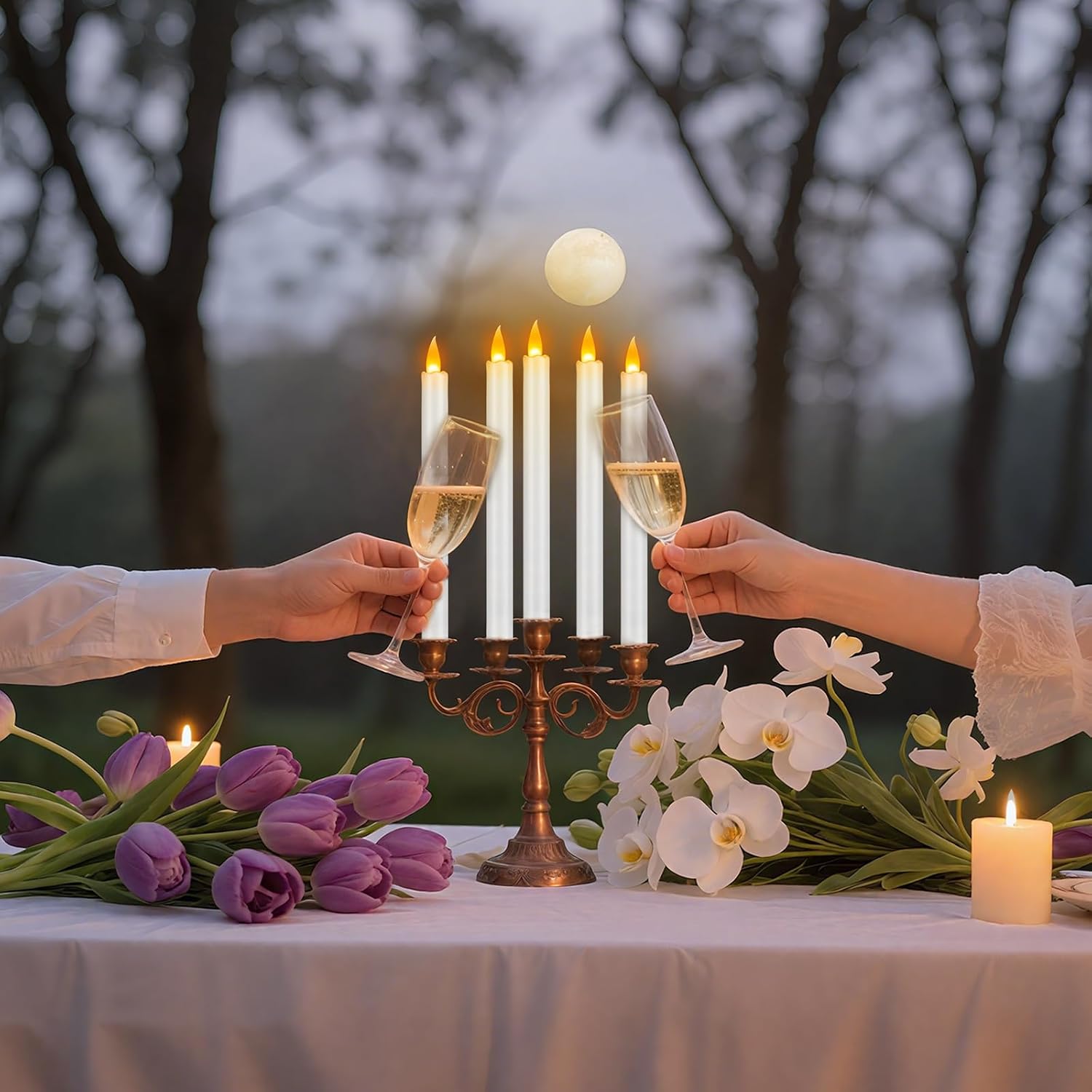 wemarry Flameless Taper Candles 10" Dripless Battery Operated Taper Candles Included Remote Timer 400+ Hours by 2AA