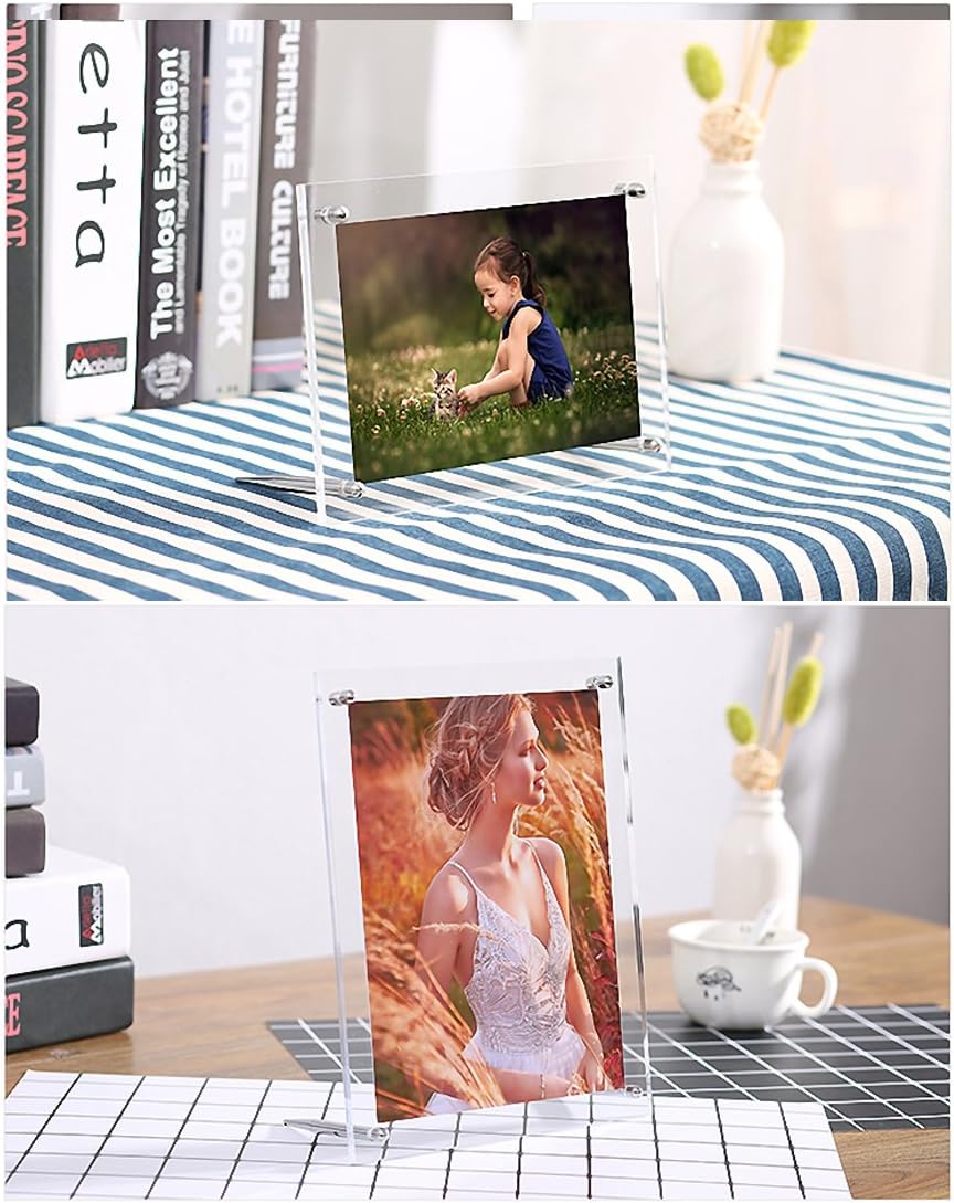 BFRed Acrylic Photo Frame Brackets Or Hanging Picture Frames,File Certificate Wall Mount Floating and Desktop Photo