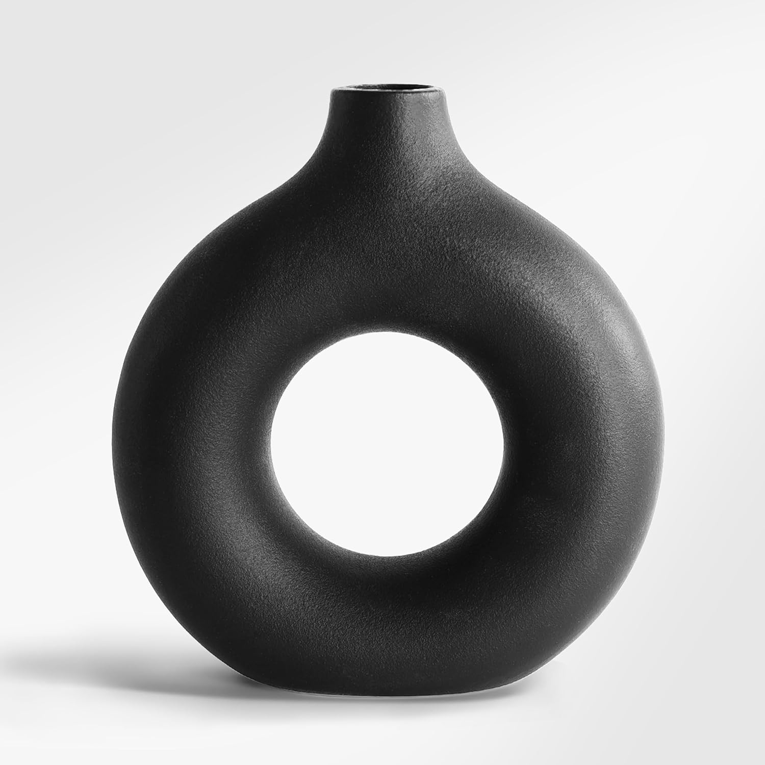 Modern Minimalist Hollow Ceramic Vase for Pampas Grass / Small - 5.7''h / Black