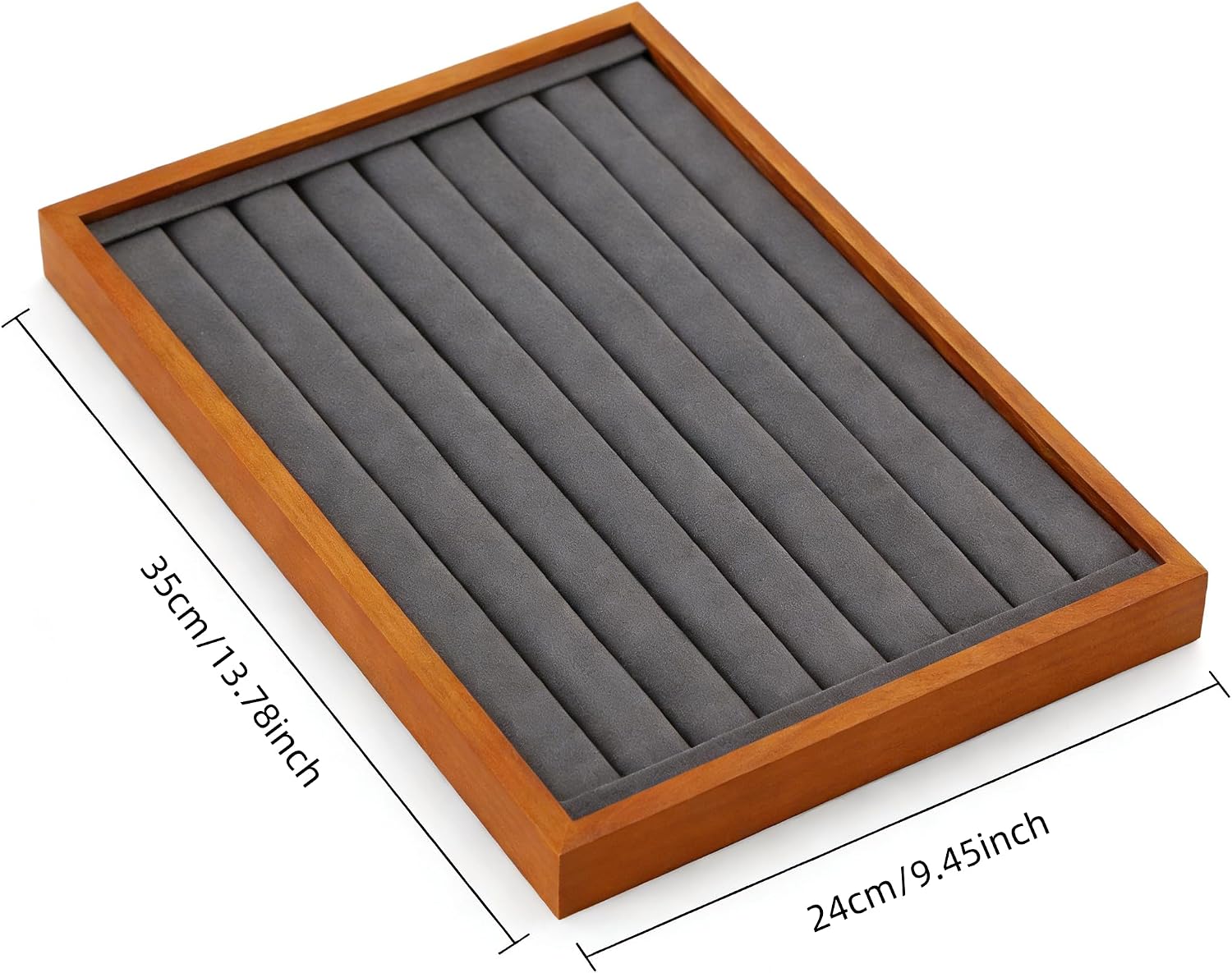Solid Wood Ring Tray Display Stand Jewelry Drawer / Gray / Ring Tray-w 9.45" x H 1.18"x L 13.78