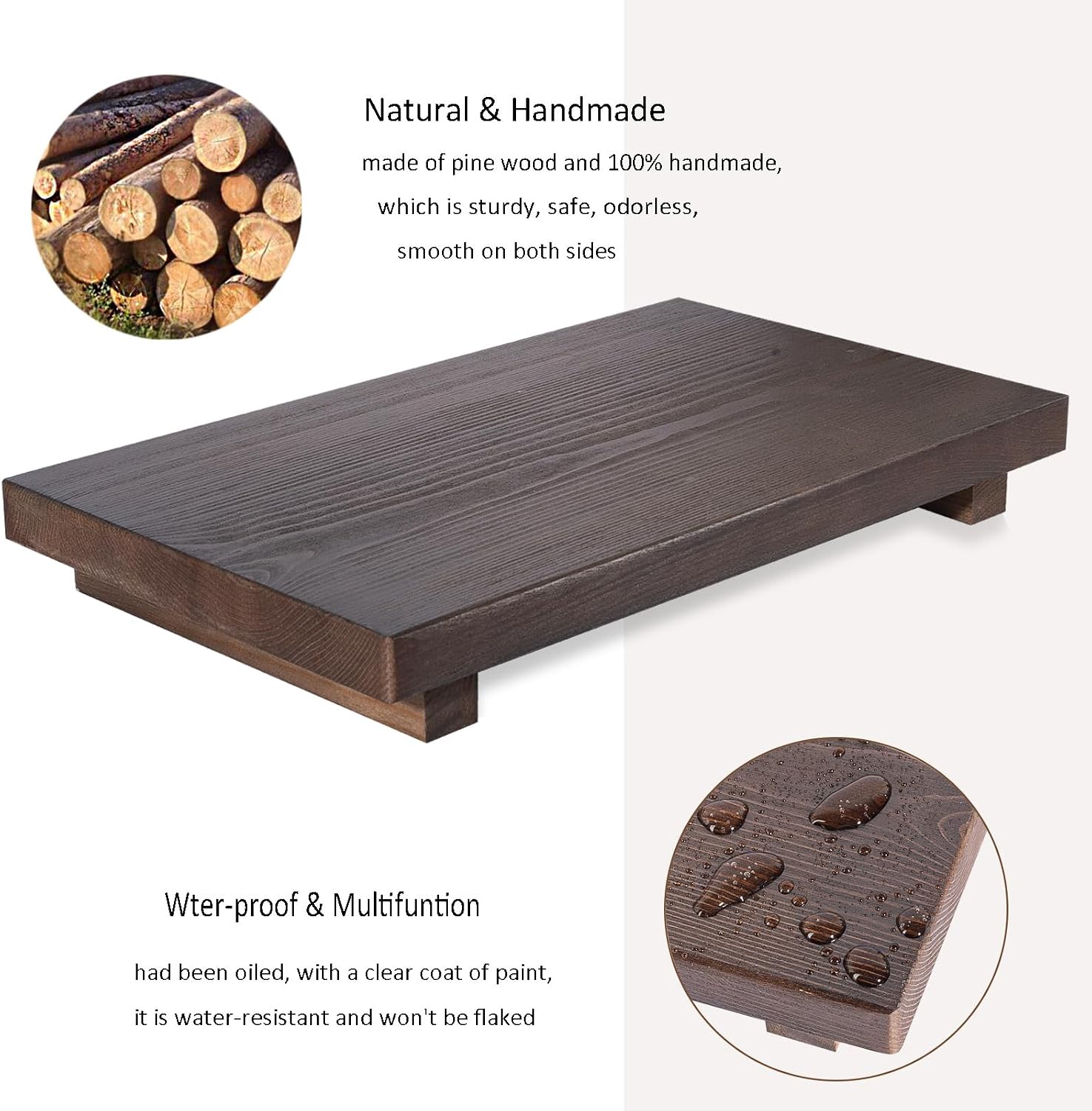 Bathroom Counter Organizer Wood Pedestal Stand Farmhouse Decorative Tray / Walnut / 11.8 x 7 x 1.6