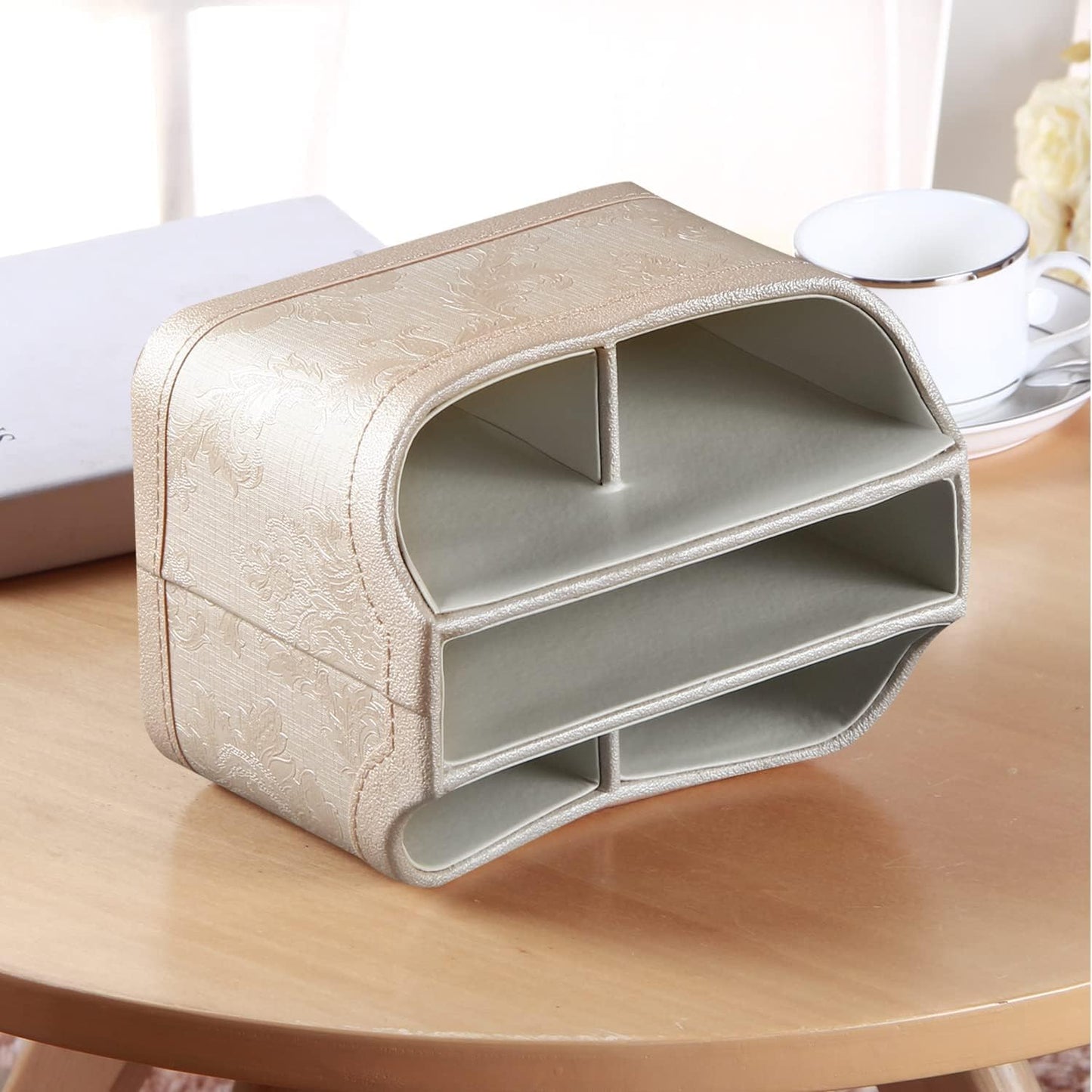 Leather 360°Rotatable Remote Control Holder / 1 A Embroidery Flower