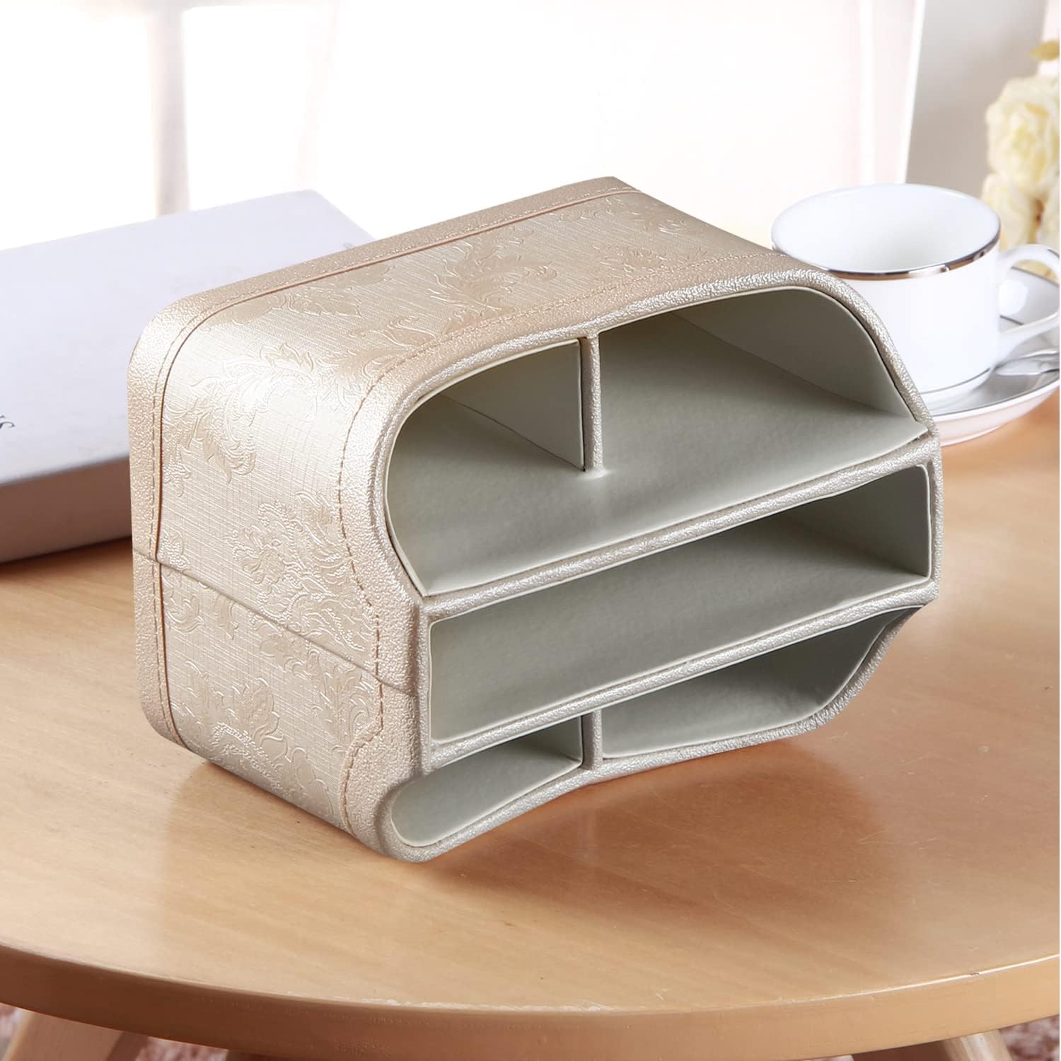 Leather 360°Rotatable Remote Control Holder / 1 A Embroidery Flower