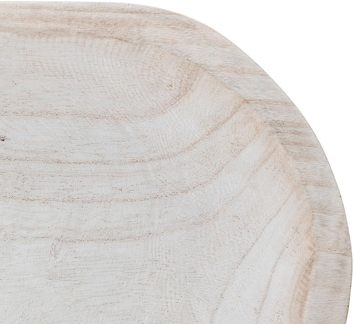 Hand-Carved Paulownia Wood Bowl / White
