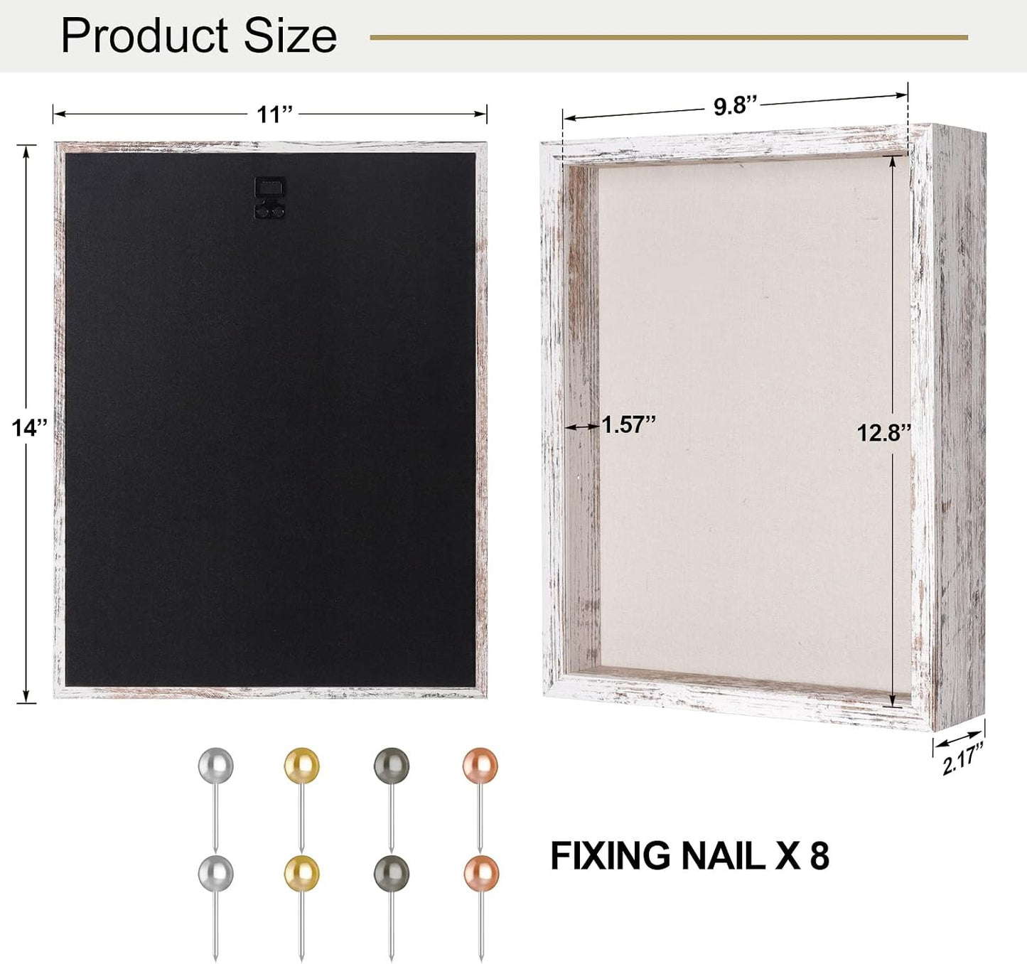 2 Packs 11x14 Shadow Box Frame with Linen Back - Sturdy Rustic Memory Display Case of Flower, Pictures, Medals and
