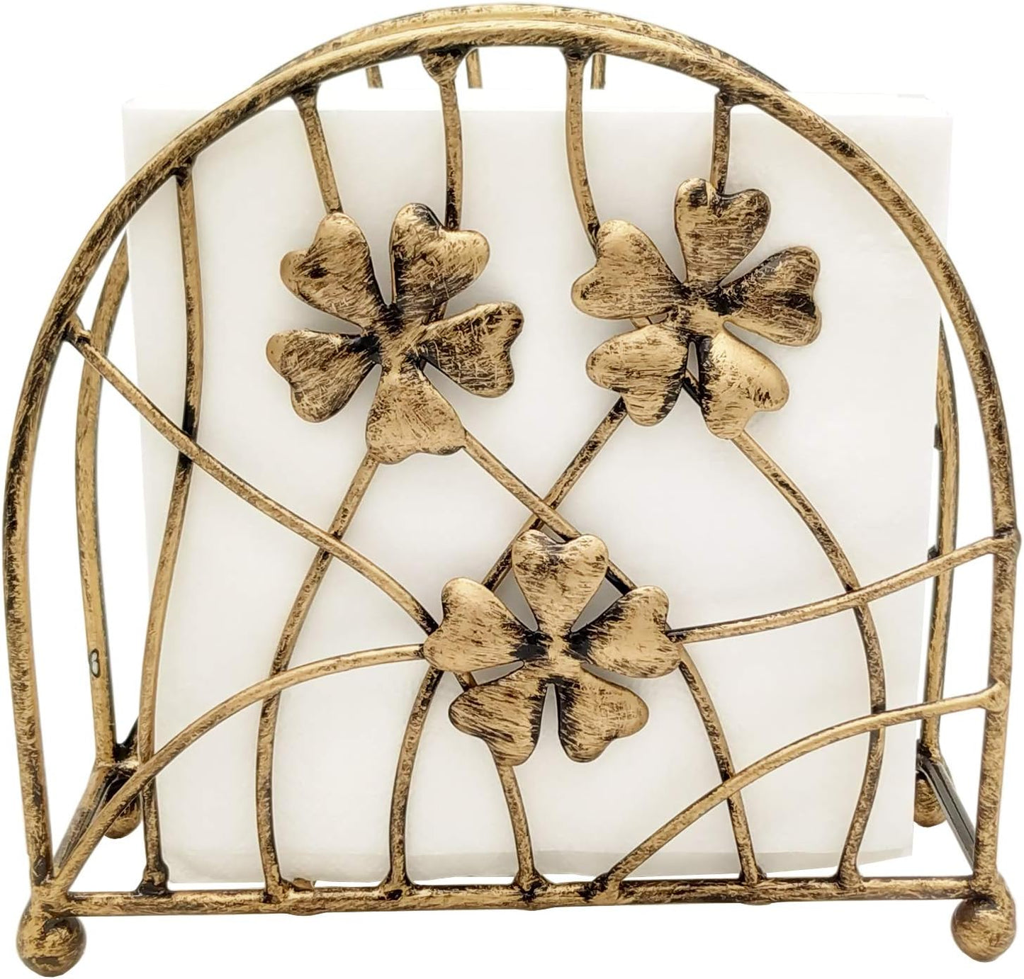 Antique Metal Floral Petals & Branches Tabletop Napkin Holder / Bronze / One Size