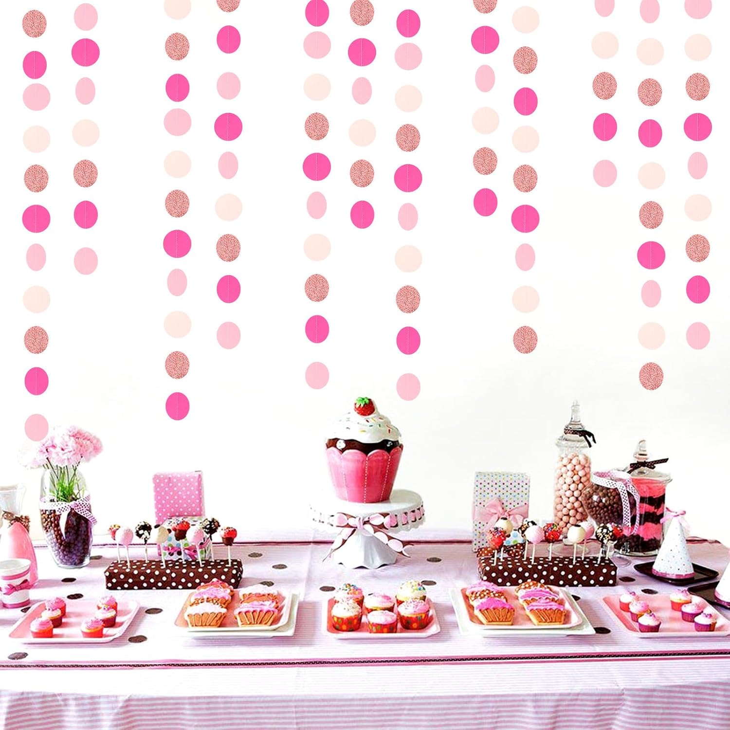Hot-Pink Rose-Gold Party Decorations Garland / Pink Rose Gold / 52 Inch