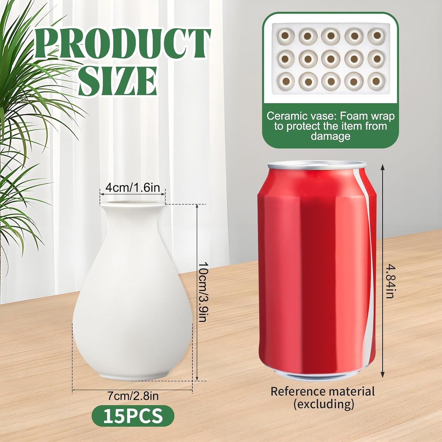 Ceramic Bud Vases Bulk / White / 3.9 Inch / Set of 15