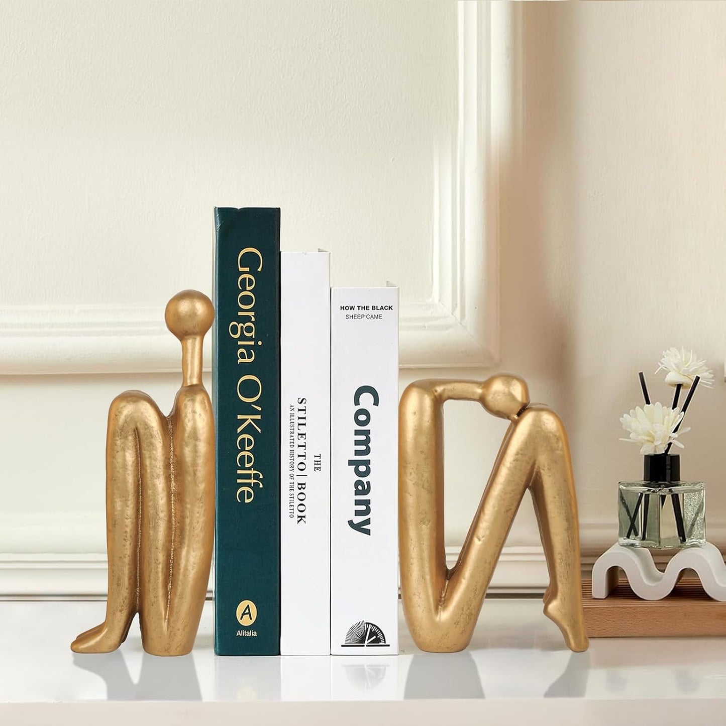 Thinker Cast Iron Bookends / Thinkera Brass