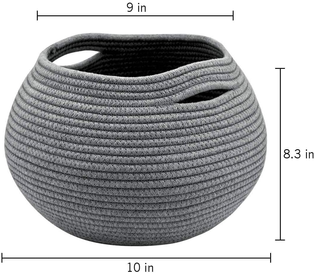 Round Cotton Rope Basket Woven Towel Baskets Bathroom Small Dog Toy&Cat Toy / Gray / 10"D x 8.3"H