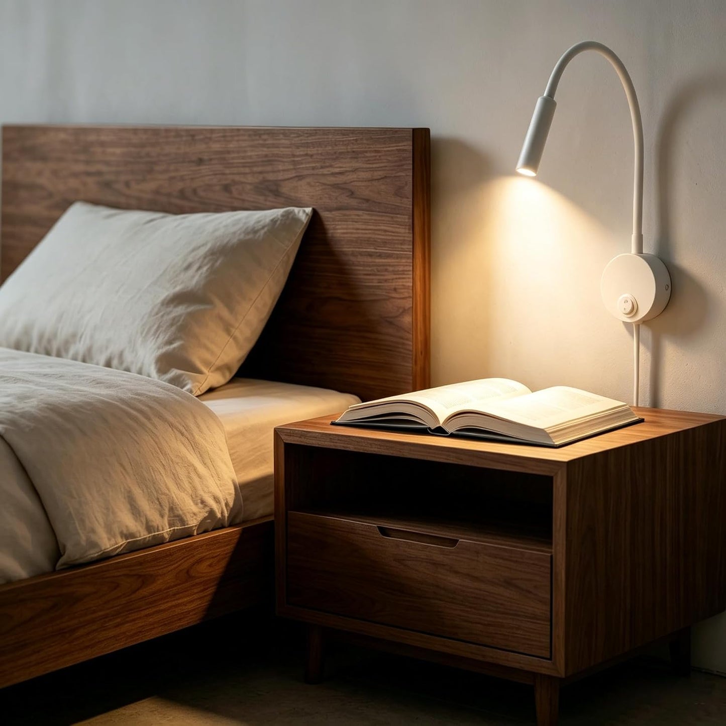 2-Pack Bed Reading Light Wall Mount Lamp, Flexible Neck Reading Lamps, Warm White 3000K Spot Light for Hotel, Marine